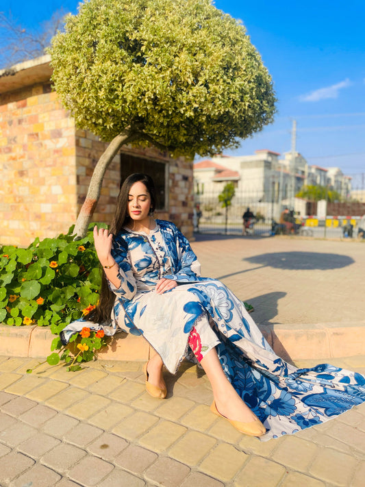 Neelofar - 03 Piece Unstitched Digital Print with Lawn Dupatta