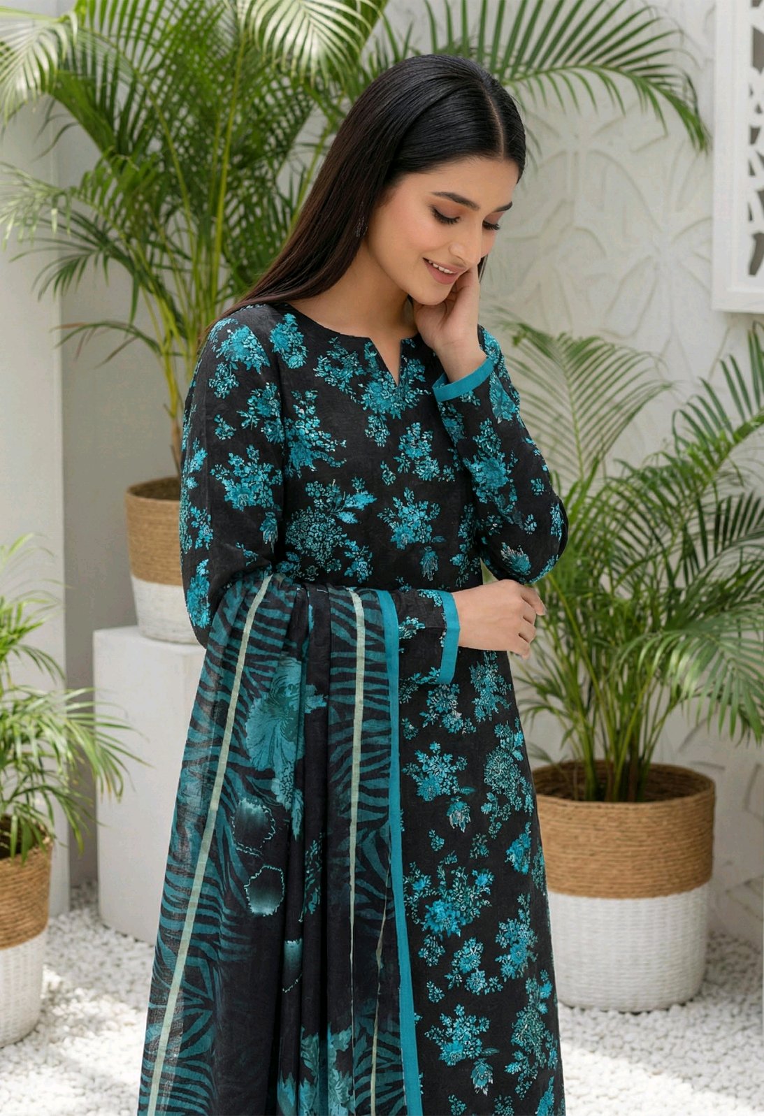 Alvina- 03 Piece - Digital Print with Lawn Voil Dupatta