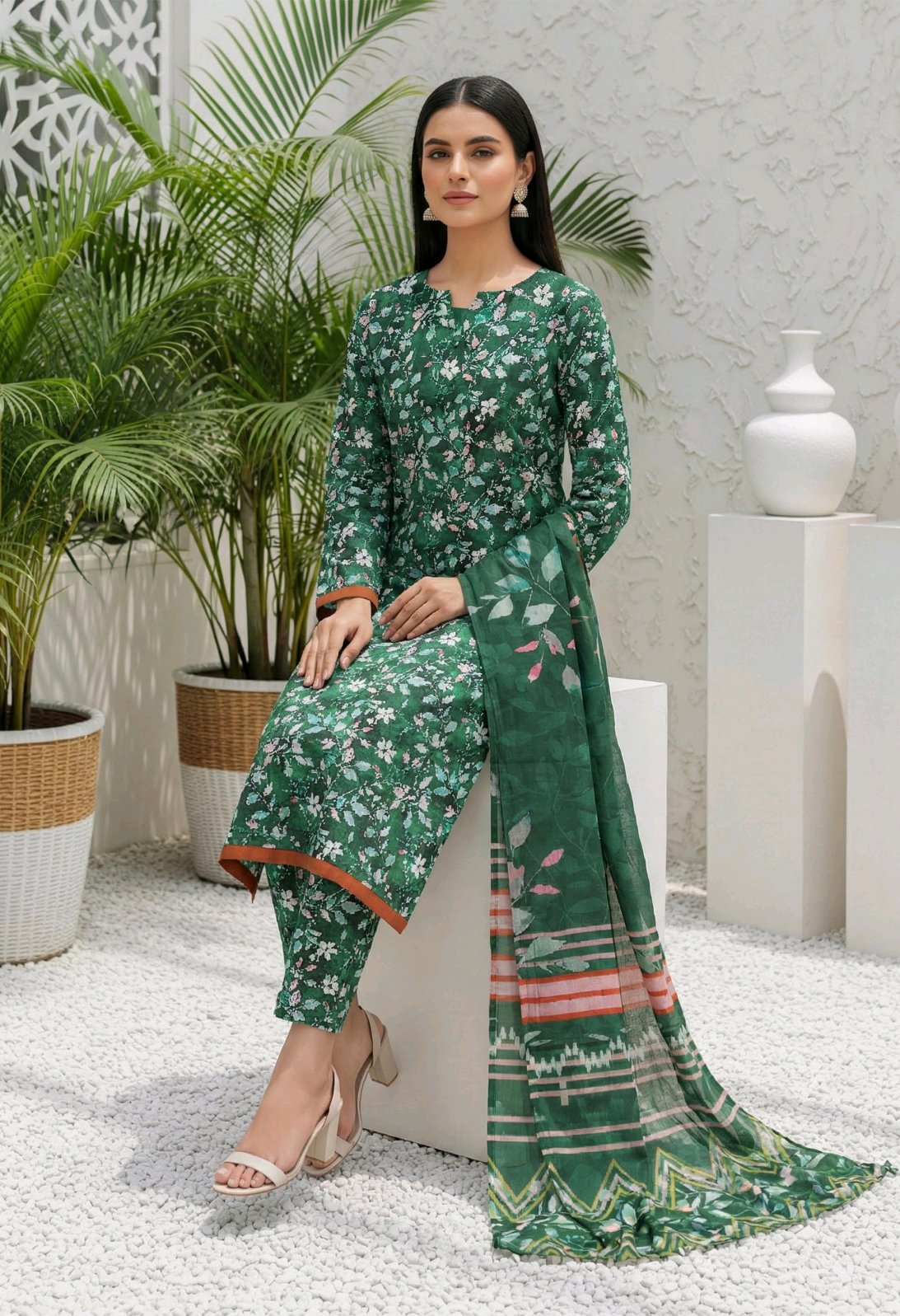 Farina- 03 Piece - Digital Print with Lawn Voil Dupatta