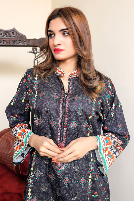 Midnight Folklore - 3 PIECE EMBROIDERED UNSTITCHED KHADDAR