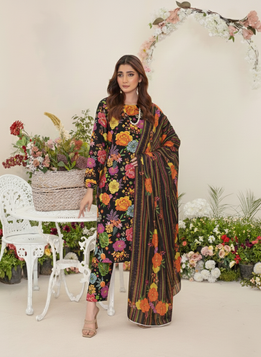 Freya-03 Piece Khaddar - Digital Print with khaddar Dupatta