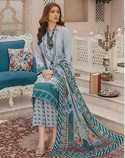 Rica-03 Piece Khaddar - Digital Print with khaddar Dupatta
