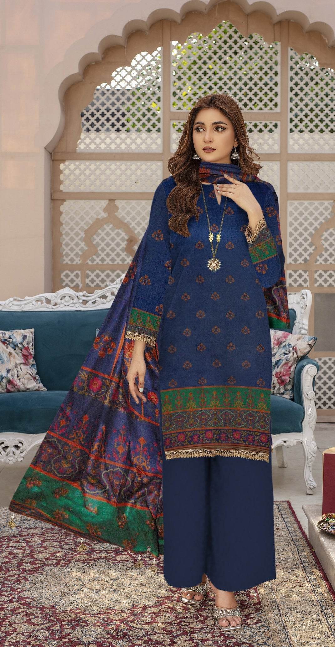 Glam - 03 Piece Digital Print - Ayzal Minal