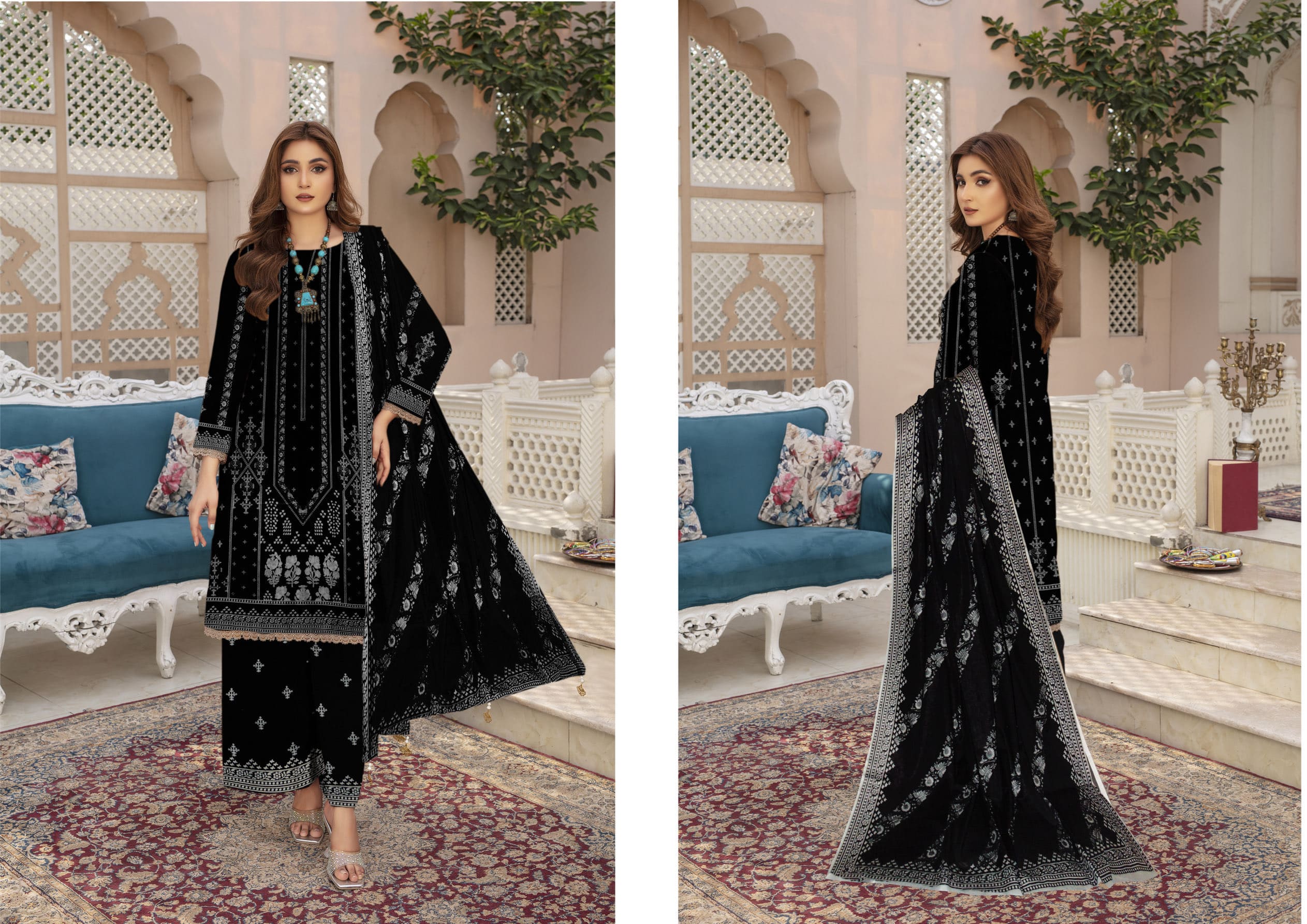 Noir - 03 Piece Digital Print