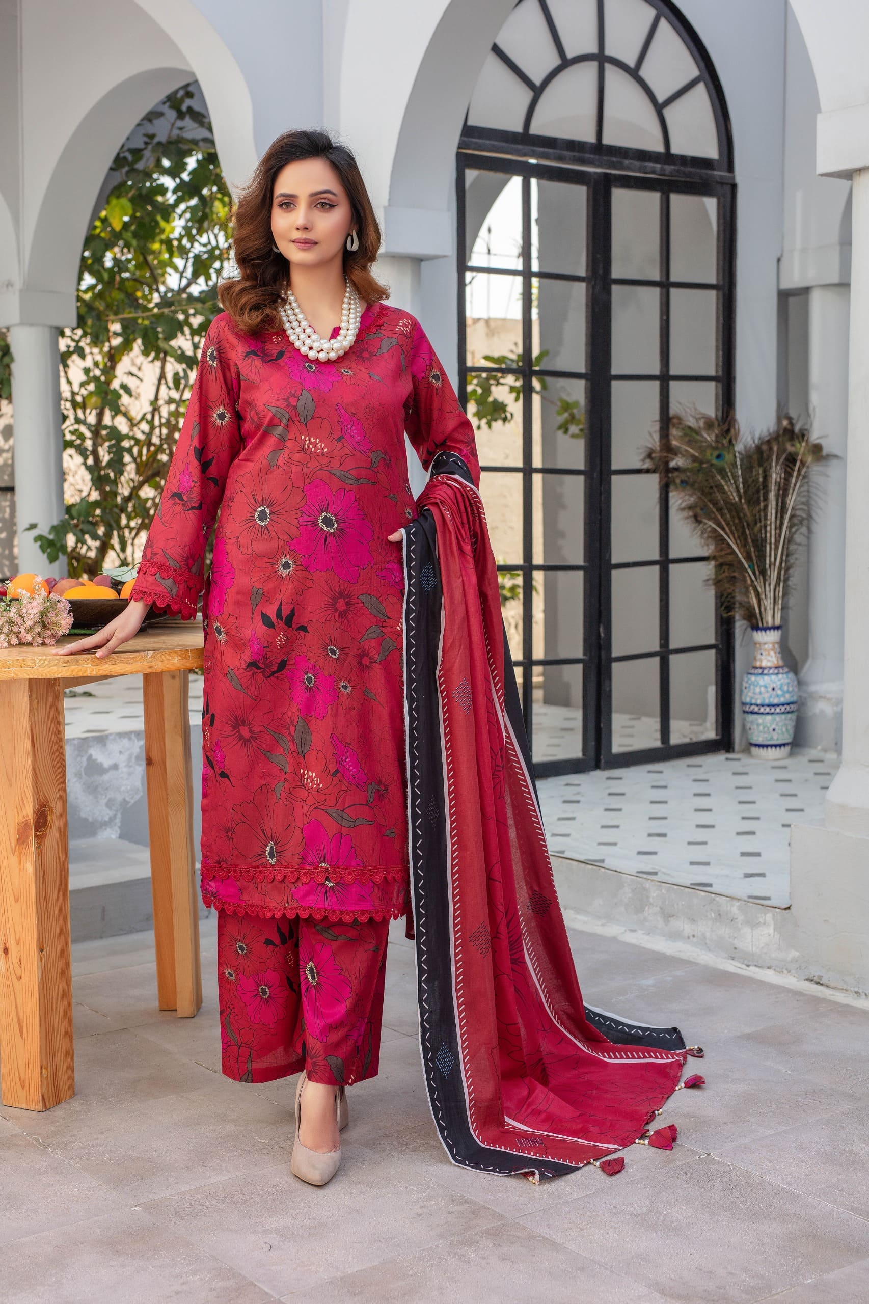 Opal- 03 Piece Unstitched Digital Print with Lawn Dupatta