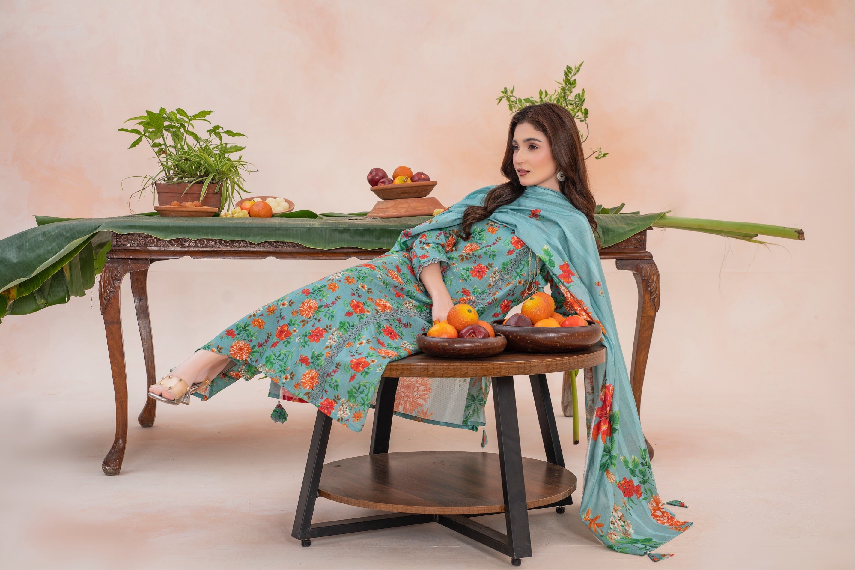 Sehr- Luxury 03 Piece Unstitched Digital Print Bana Dora