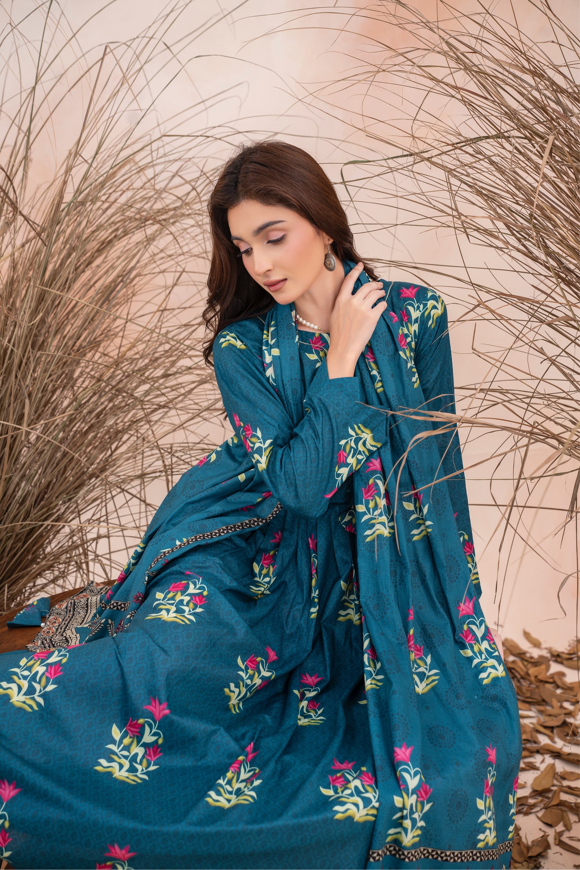 Nayrah- Luxury 03 Piece Unstitched Digital Print Bana Dora