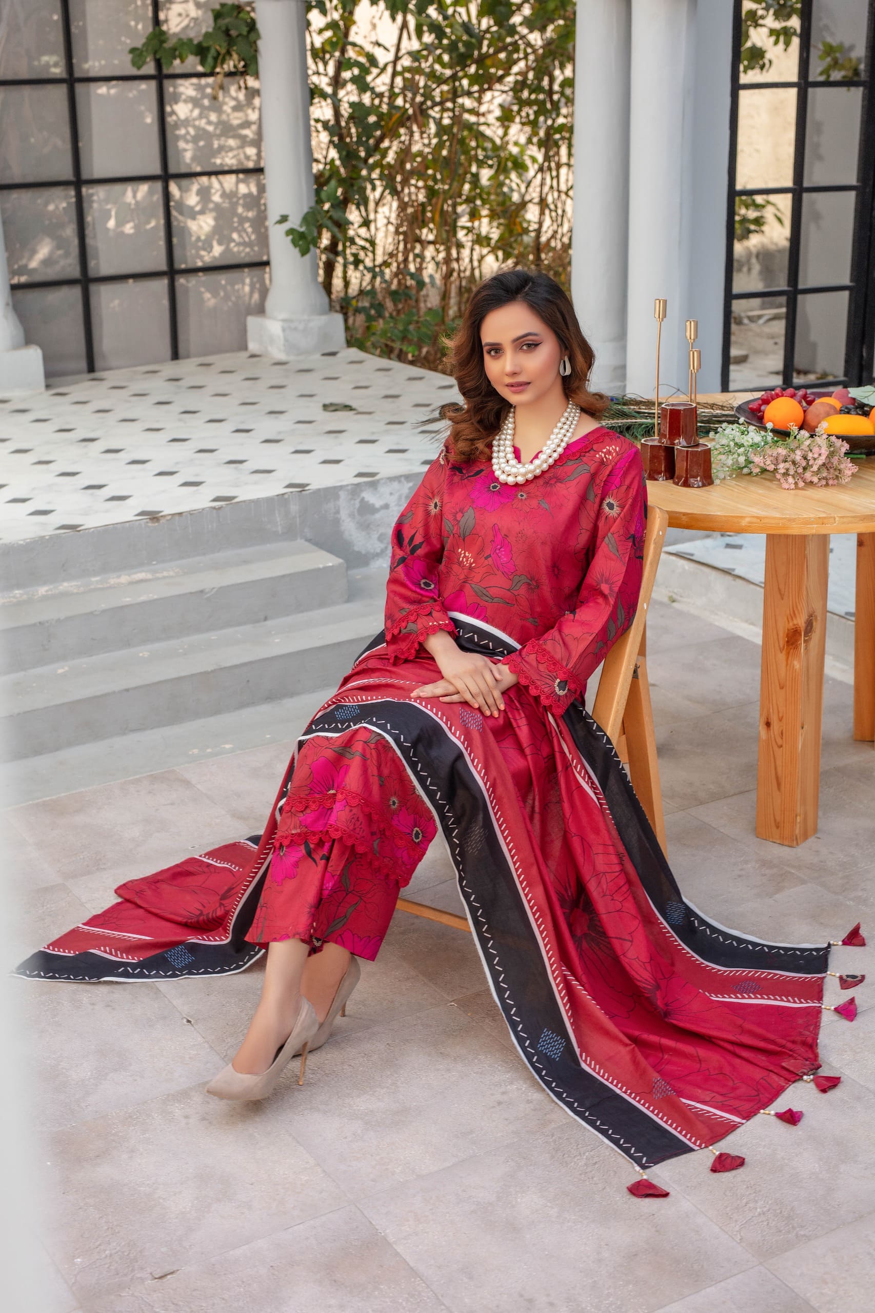 Opal- 03 Piece Unstitched Digital Print with Lawn Dupatta