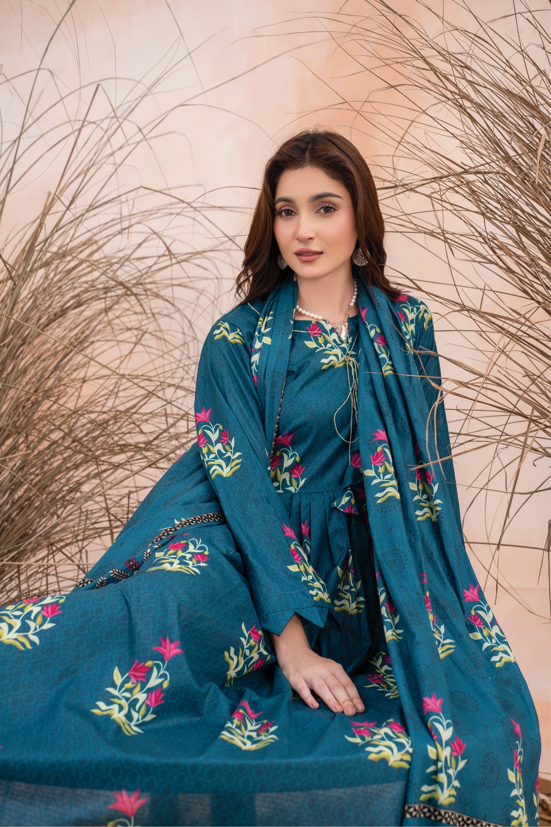 Nayrah- Luxury 03 Piece Unstitched Digital Print Bana Dora