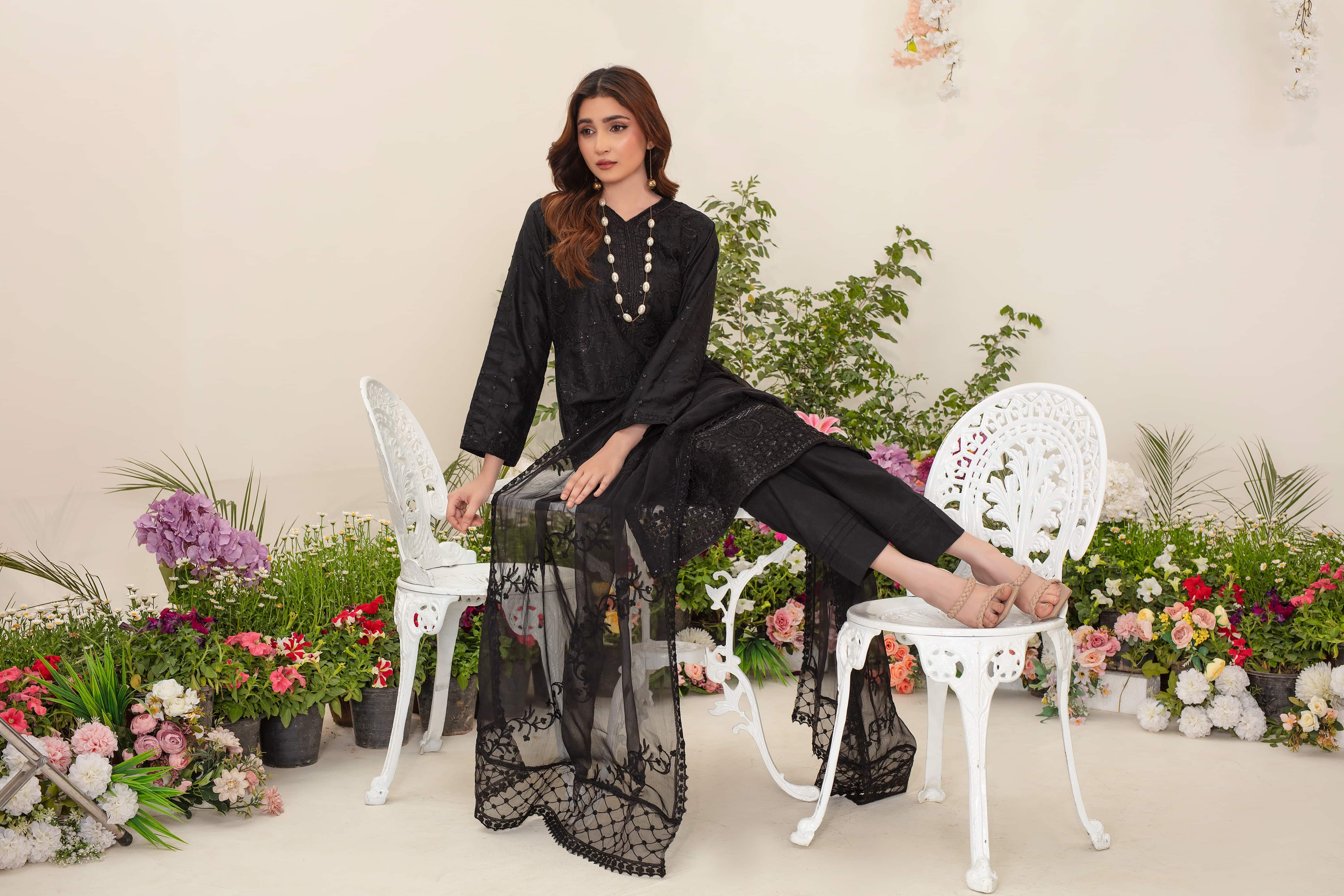 Tiara 3 piece full embroidered suit