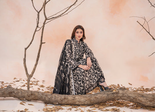 Elle- Luxury 03 Piece Unstitched Digital Print Lawn