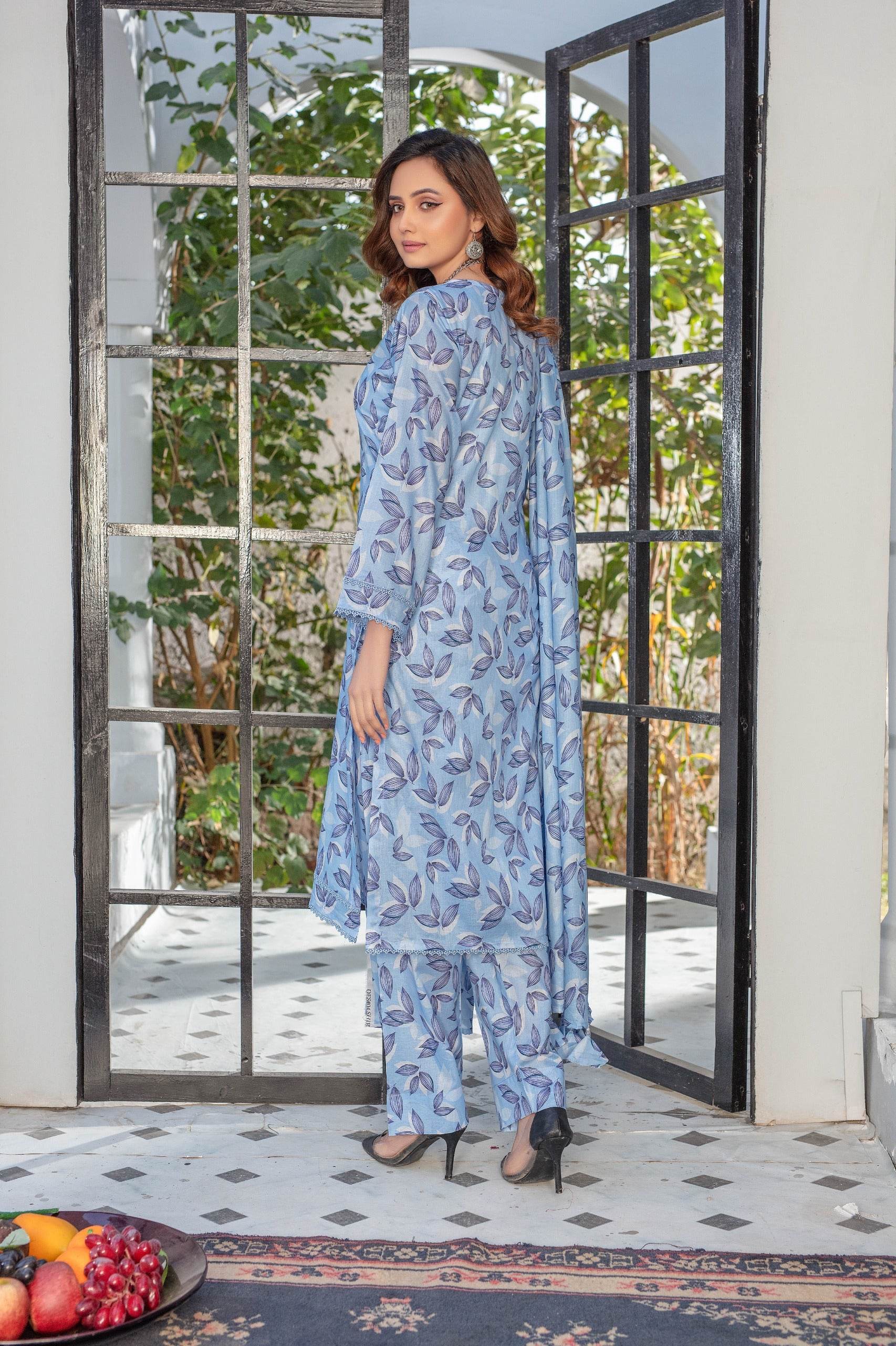 Indira - 03 Piece Unstitched Digital Print with Lawn Dupatta - Ayzal Minal