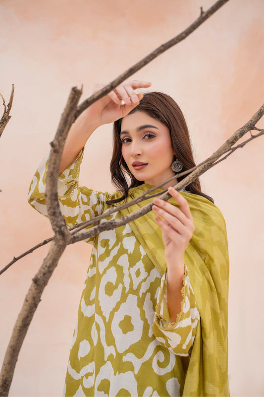 Clara- Luxury 03 Piece Unstitched Digital Print Bana Dora