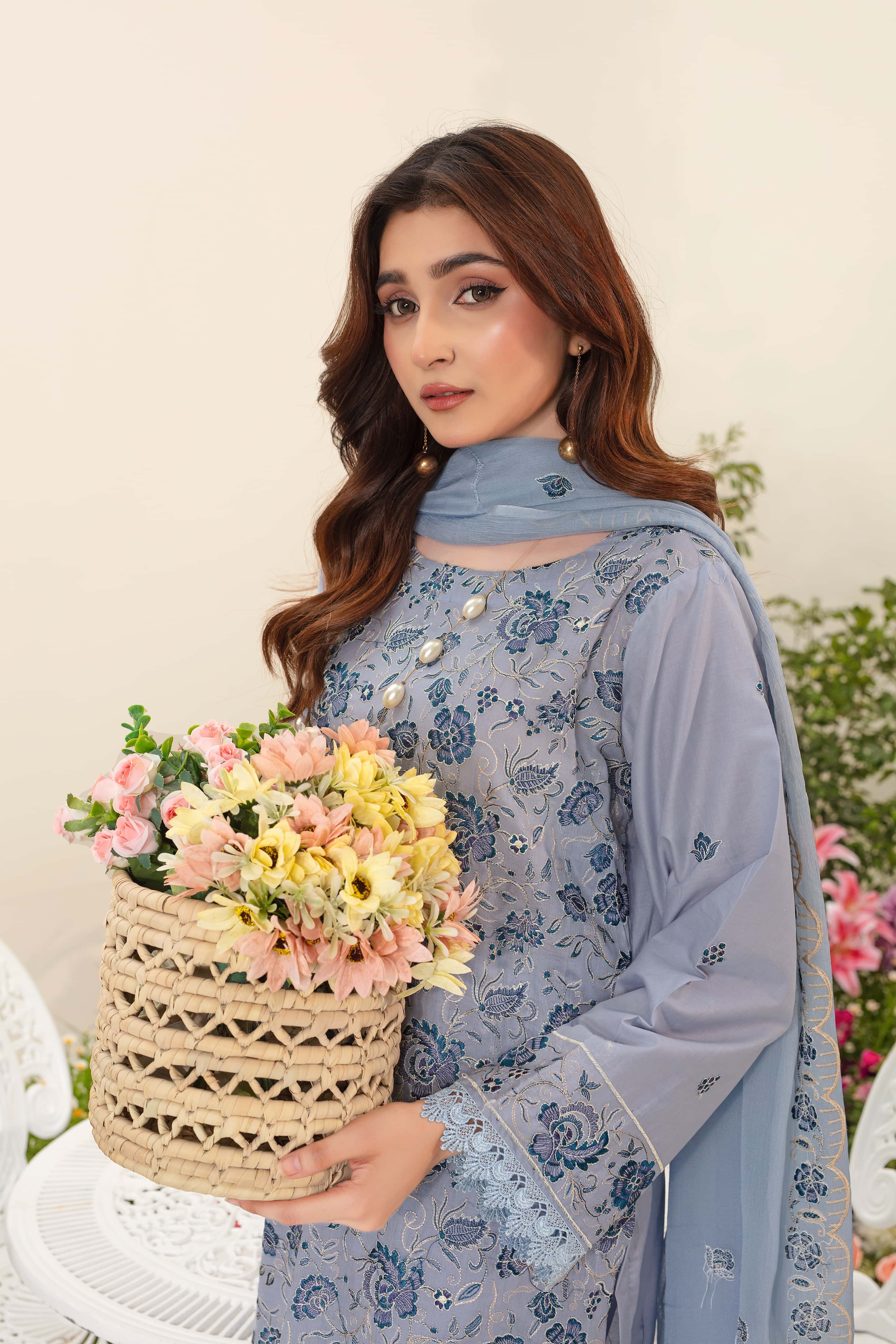 Saphira 3 piece full embroidered unstitched suit