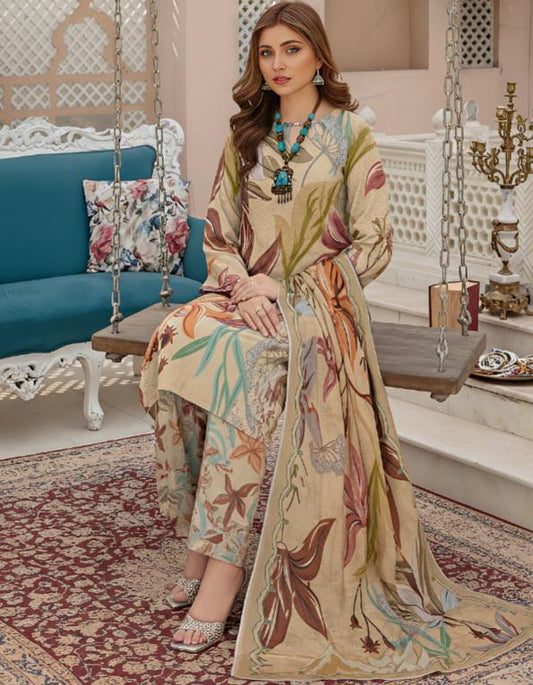 Evera- 03 Piece Khaddar Unstitched Digital Print with khaddar Dupatta