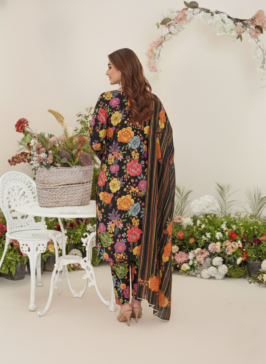 Freya-03 Piece Khaddar - Digital Print with khaddar Dupatta