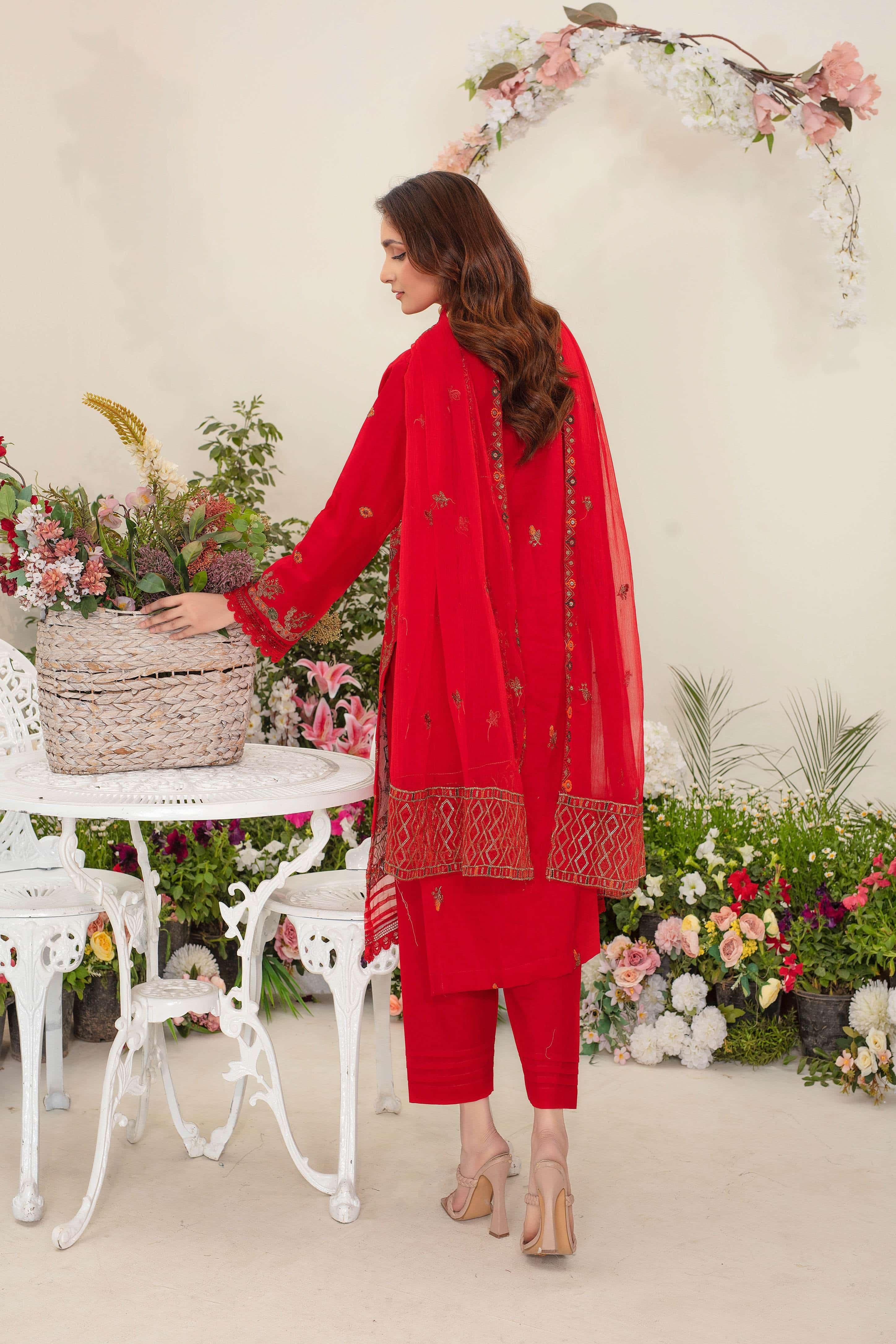 Euphoria 3 piece full embroidered suit