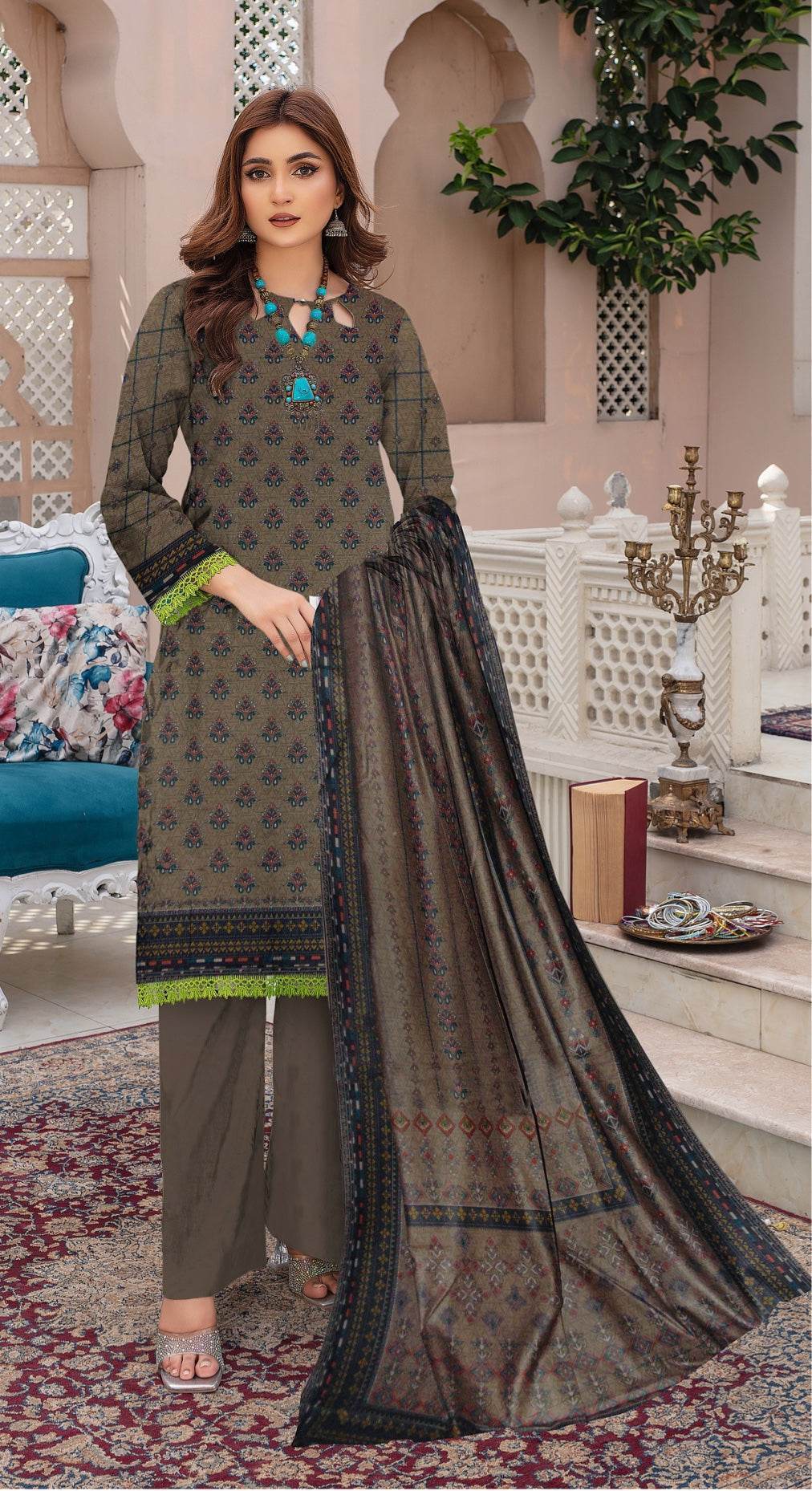 Edgy - 03 Piece Digital Print - Ayzal Minal