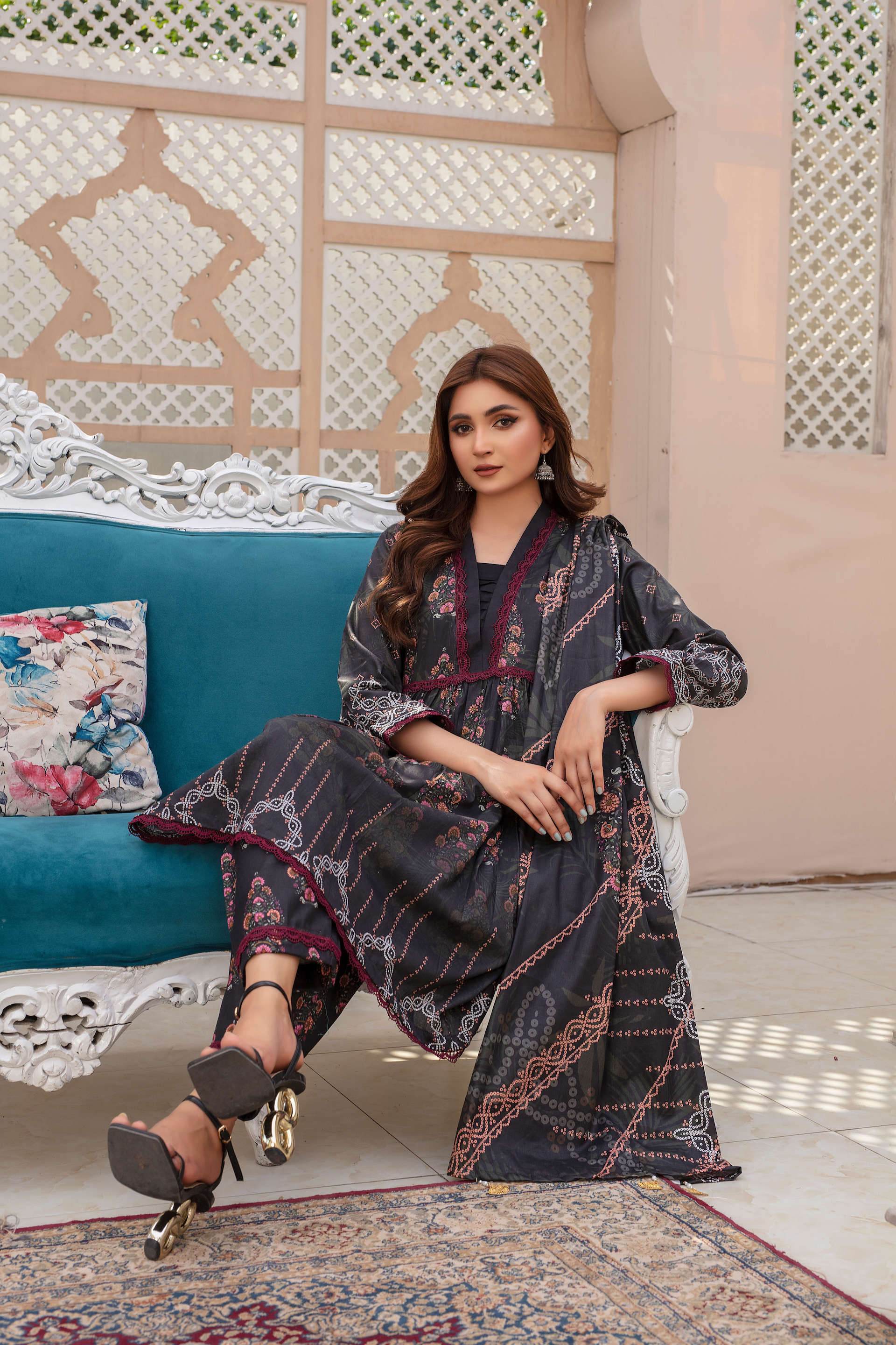 Mystique - 03 Piece Unstitched Digital Print with Lawn Dupatta