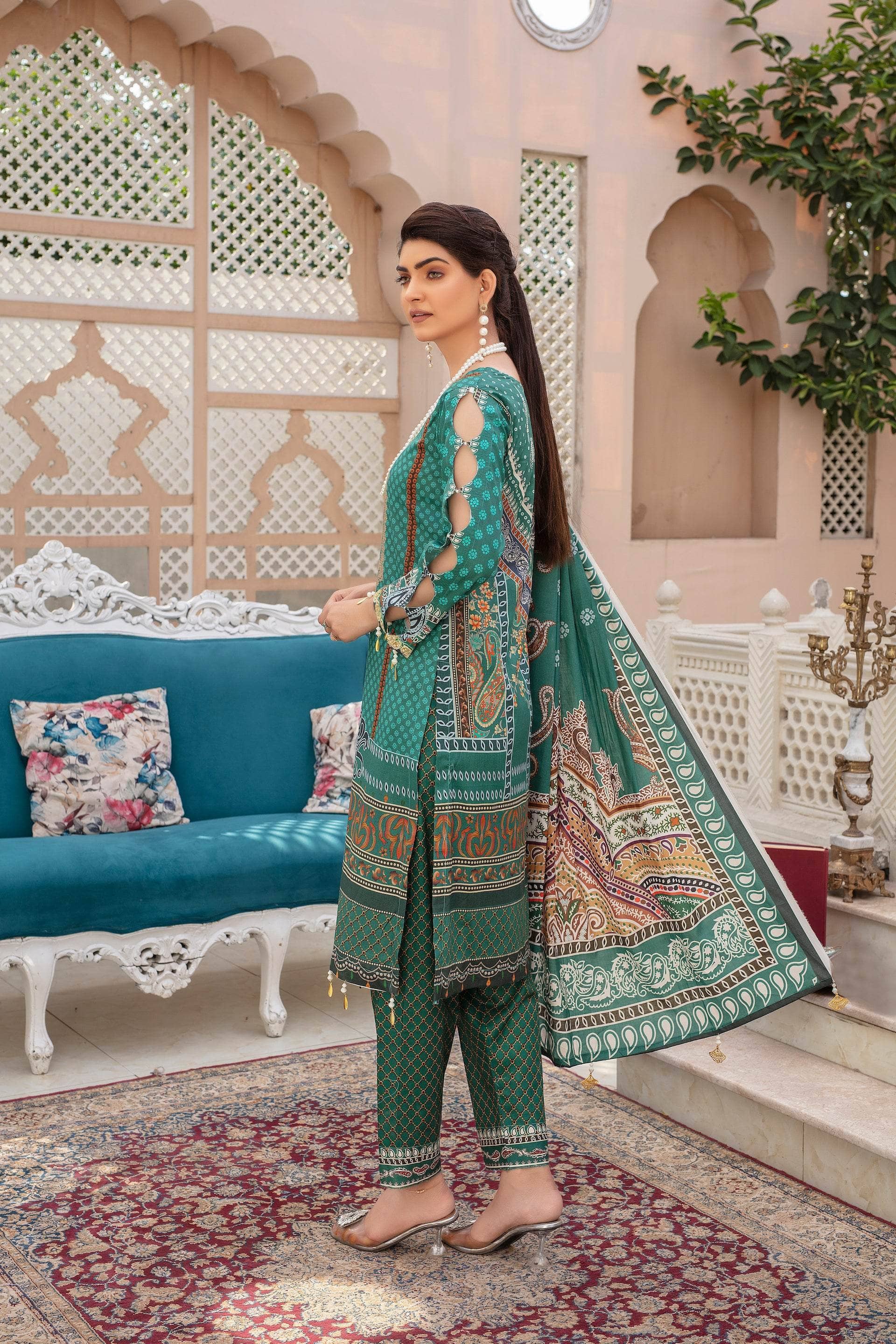 Emerald - 03 Piece Unstitched Digital Print with Lawn Dupatta