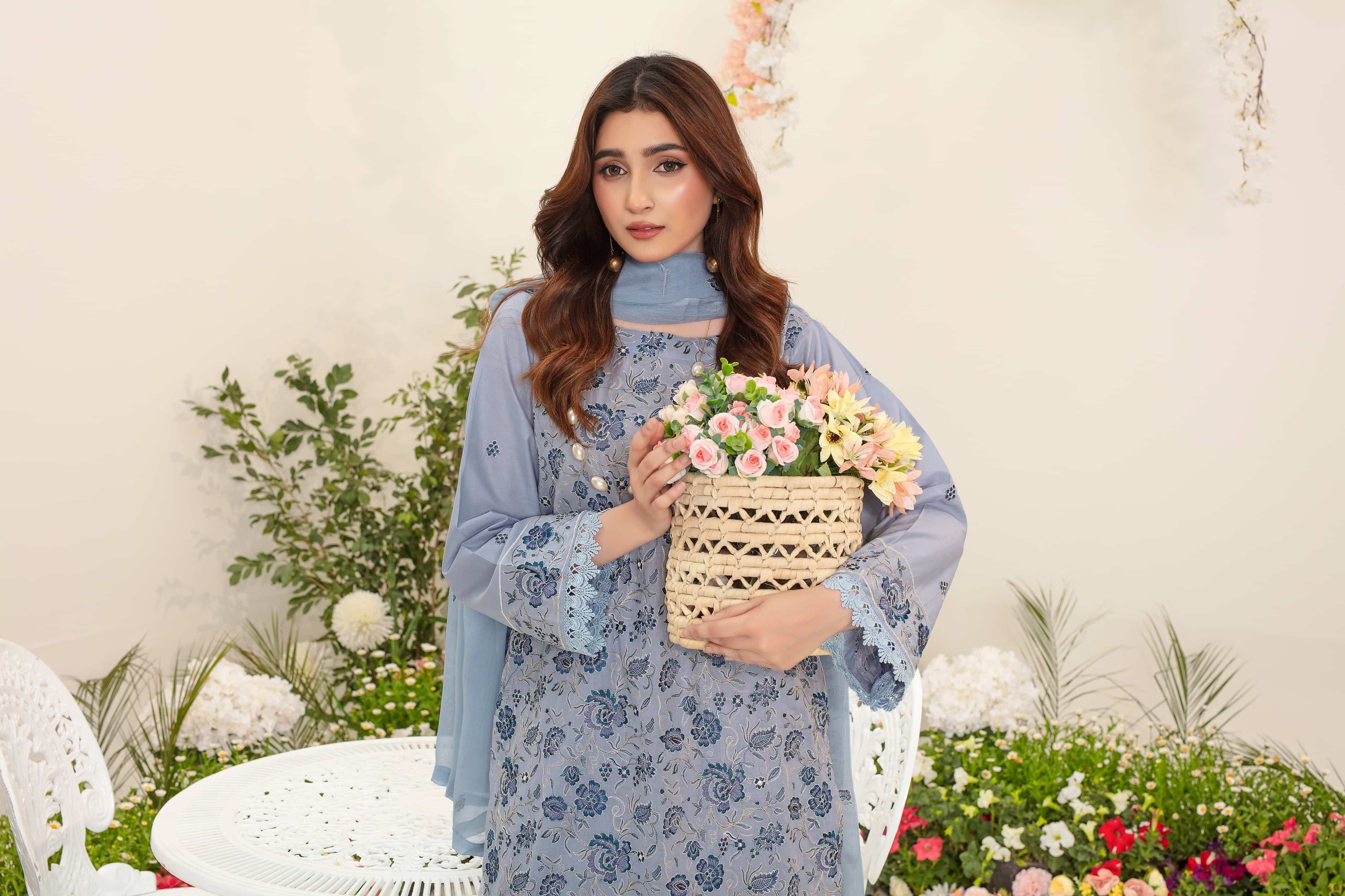 Saphira 3 piece full embroidered unstitched suit