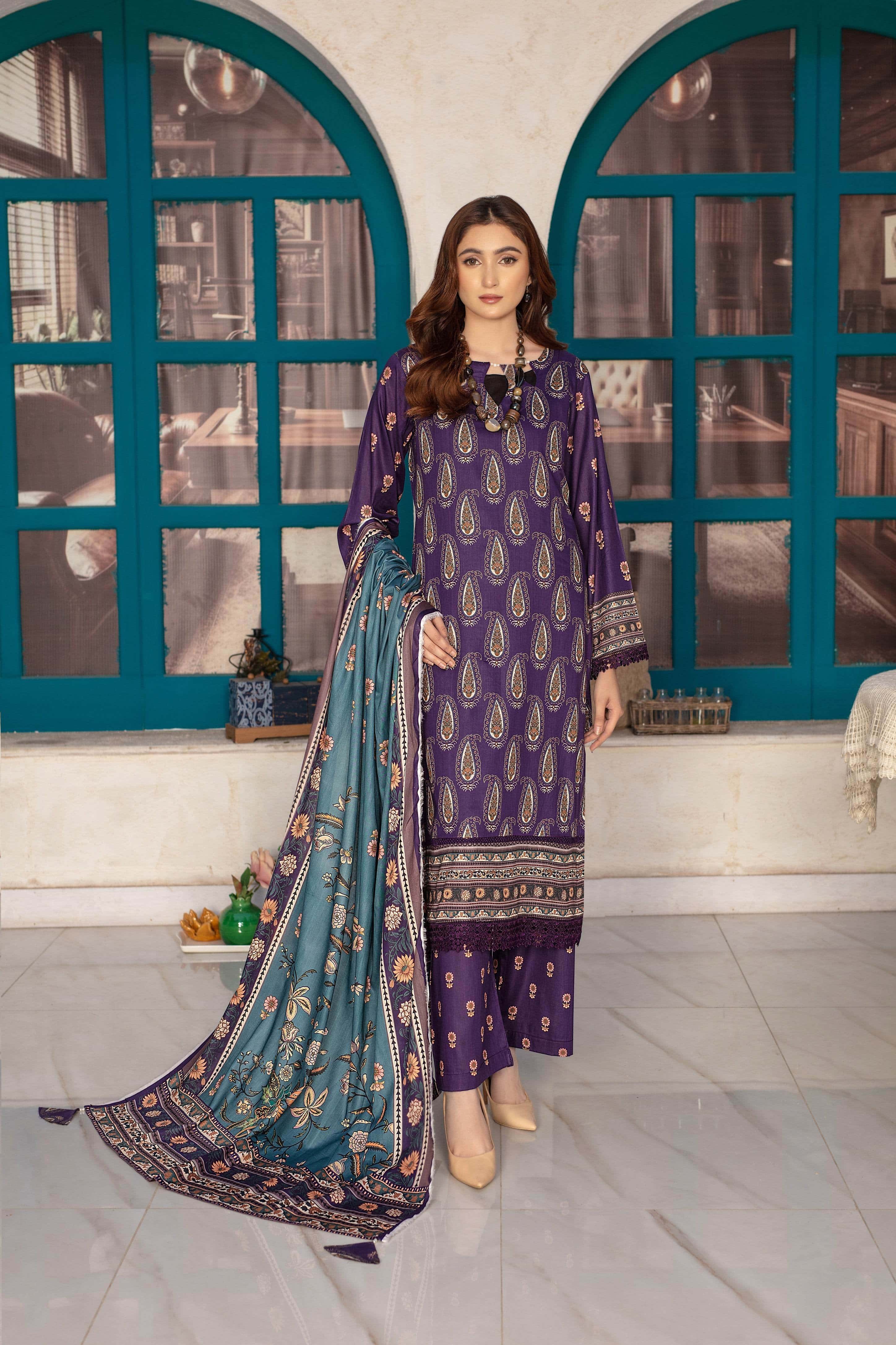 Allure- 03 Piece Unstitched Digital Print with Lawn Dupatta
