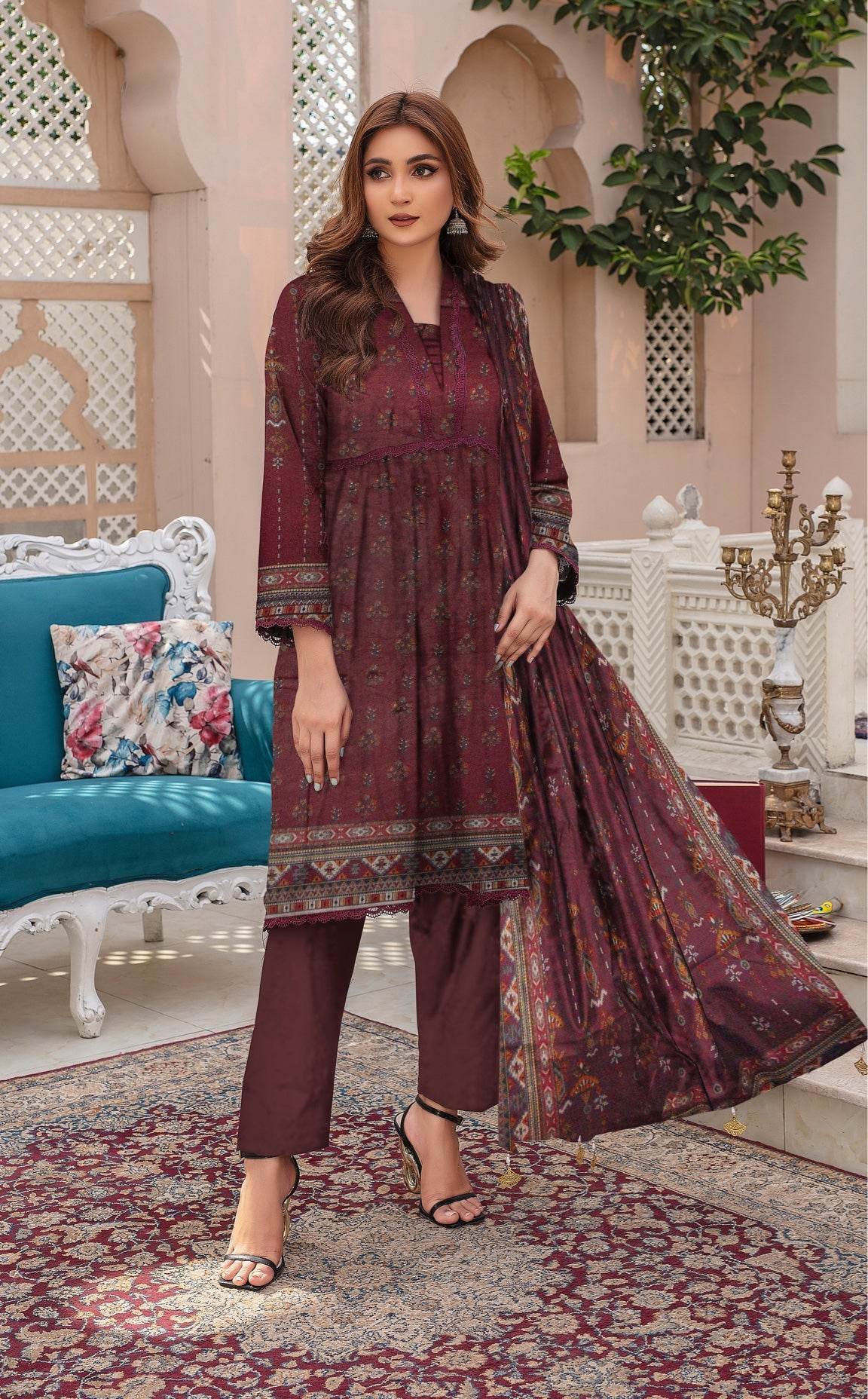 Glamour Galore - 03 Piece Digital Print - Ayzal Minal