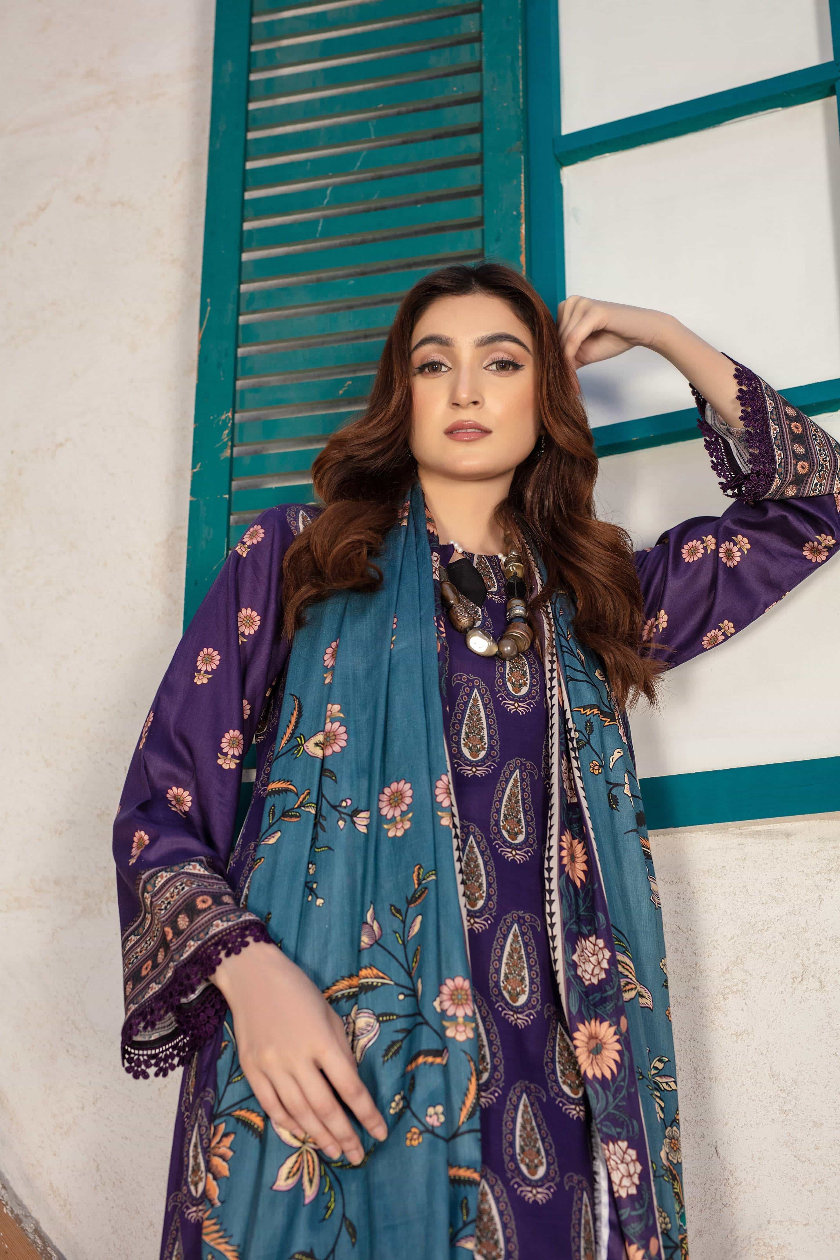 Allure- 03 Piece Unstitched Digital Print with Lawn Dupatta