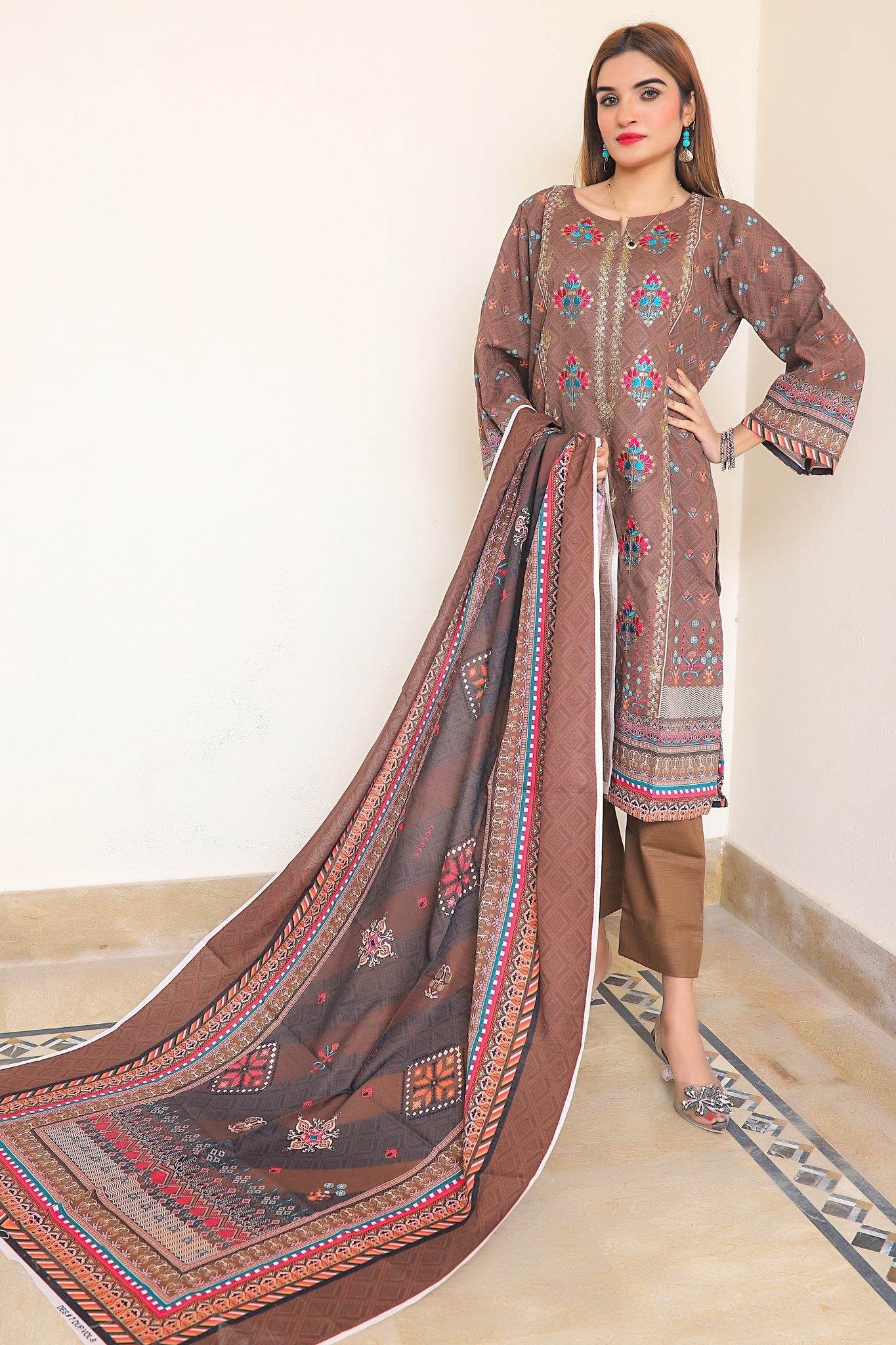 FROZEN TAPESTRY - 3 PIECE EMBROIDERED UNSTITCHED KHADDAR - Ayzal Minal