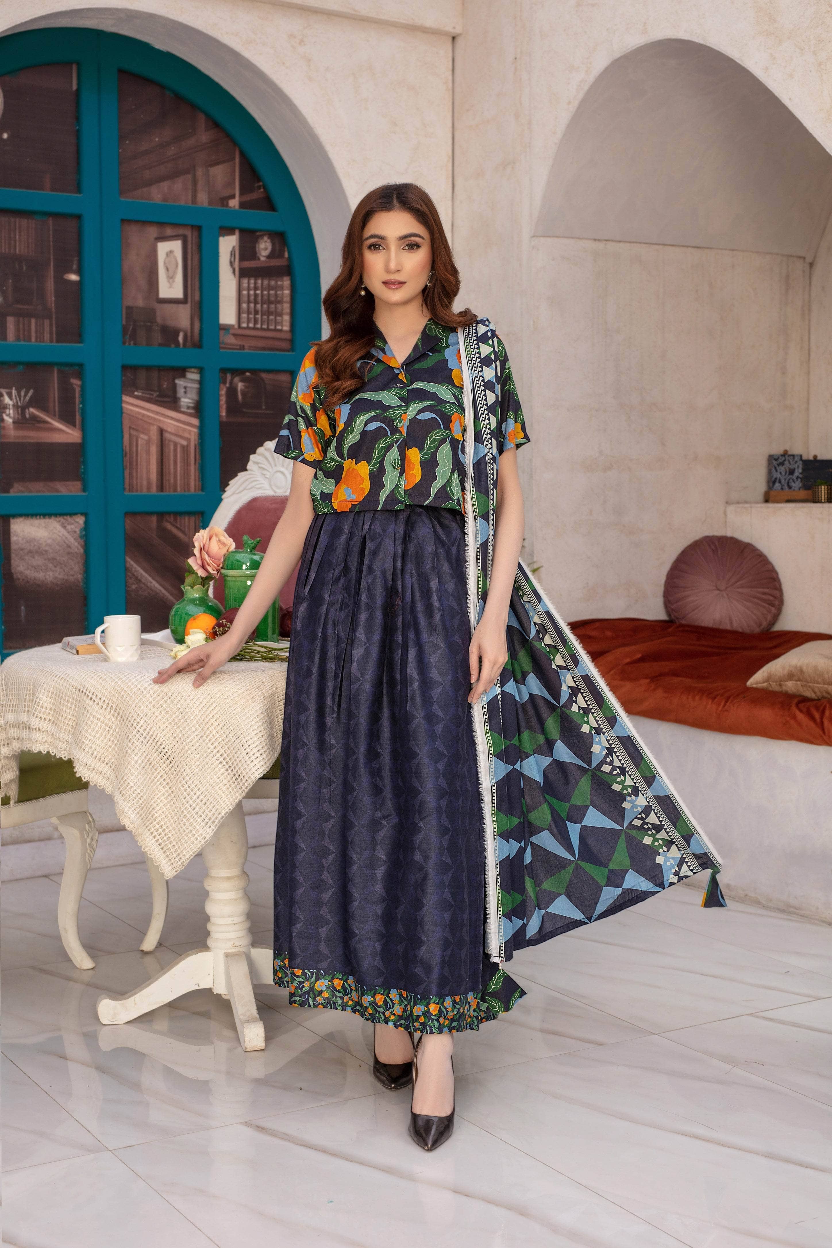 Dreamscape- 03 Piece Unstitched Digital Print with Lawn Dupatta