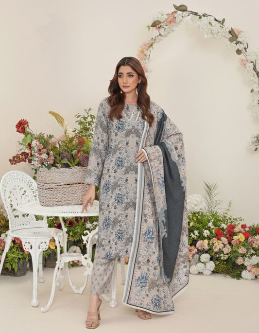 Véon - 03 Piece Khaddar - Digital Print with khaddar Dupatta