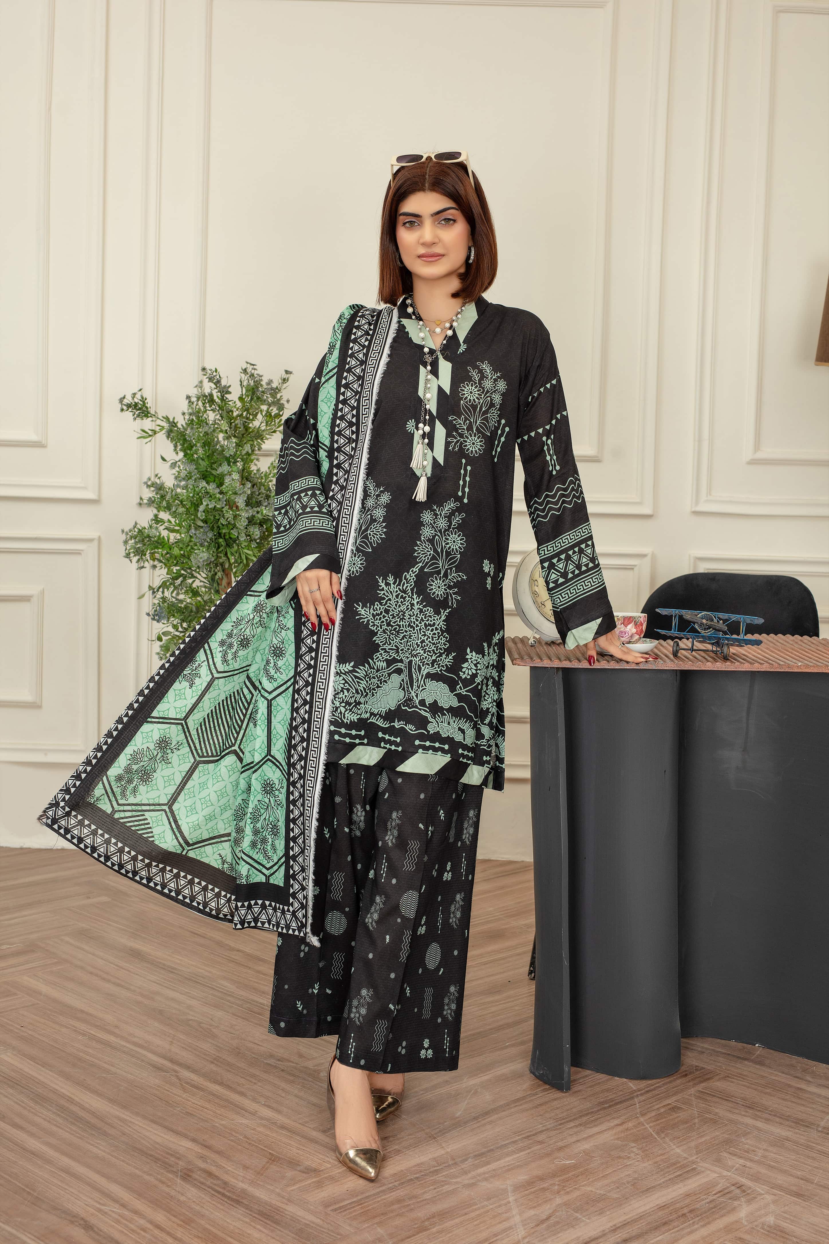 Rica- Luxury 03 Piece Unstitched Digital Print Bana Dora