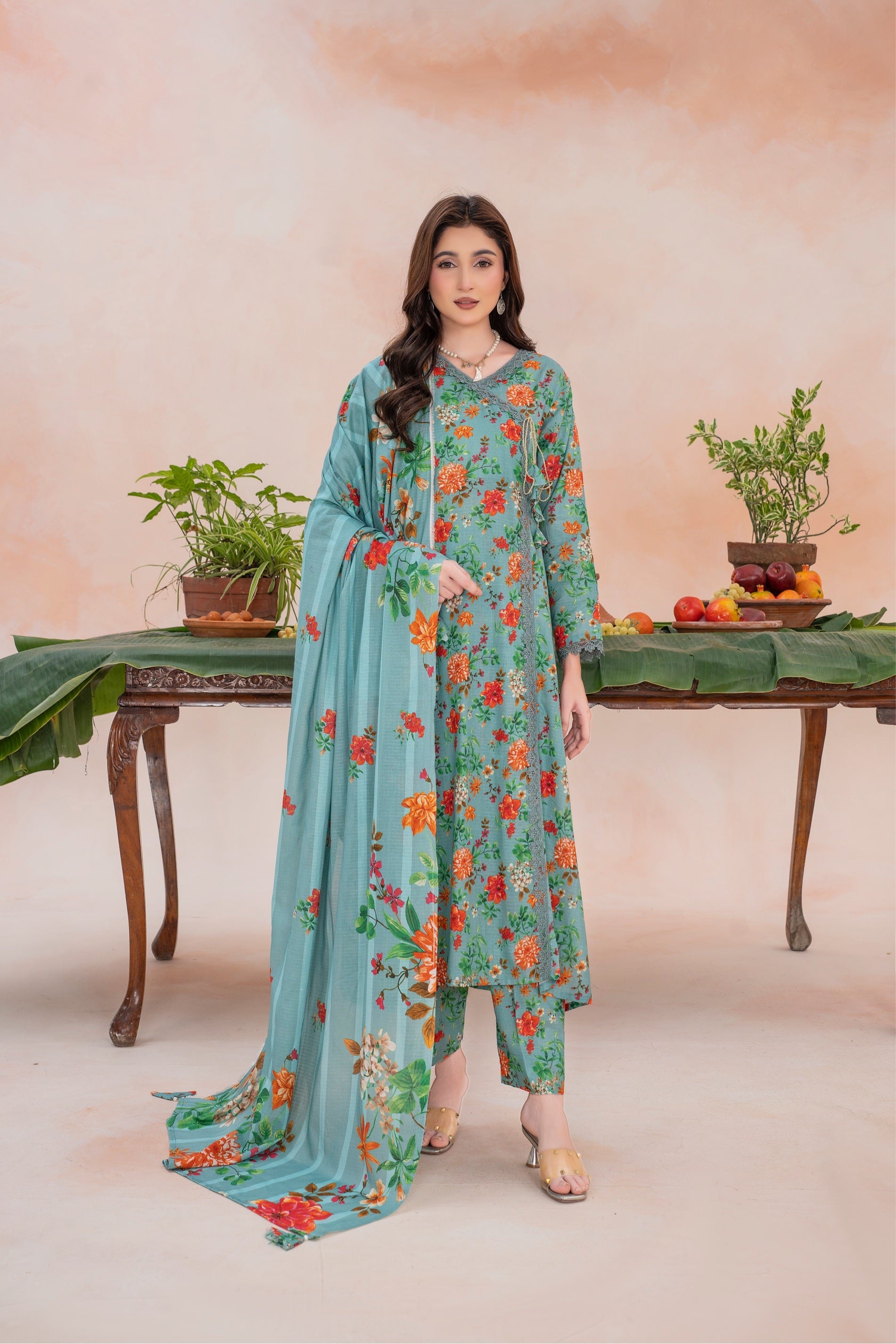 Sehr- Luxury 03 Piece Unstitched Digital Print Bana Dora