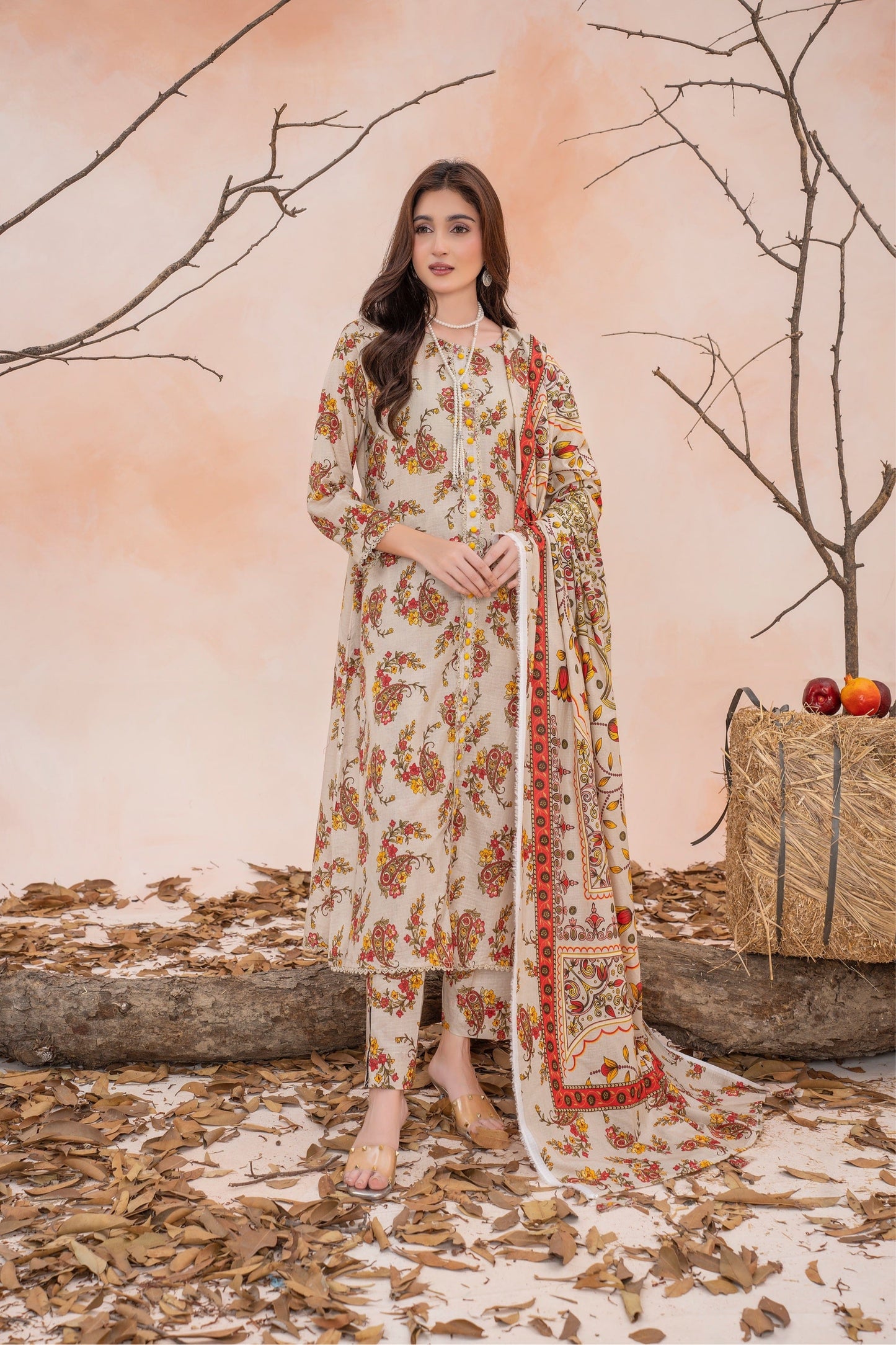 Periwinkle- Luxury 03 Piece - Digital Print Bana Dora