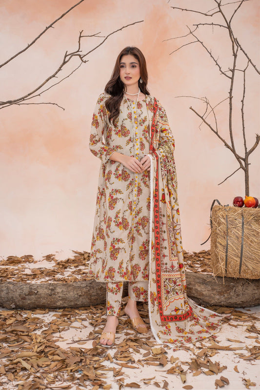 Periwinkle- Luxury 03 Piece Unstitched Digital Print Bana Dora