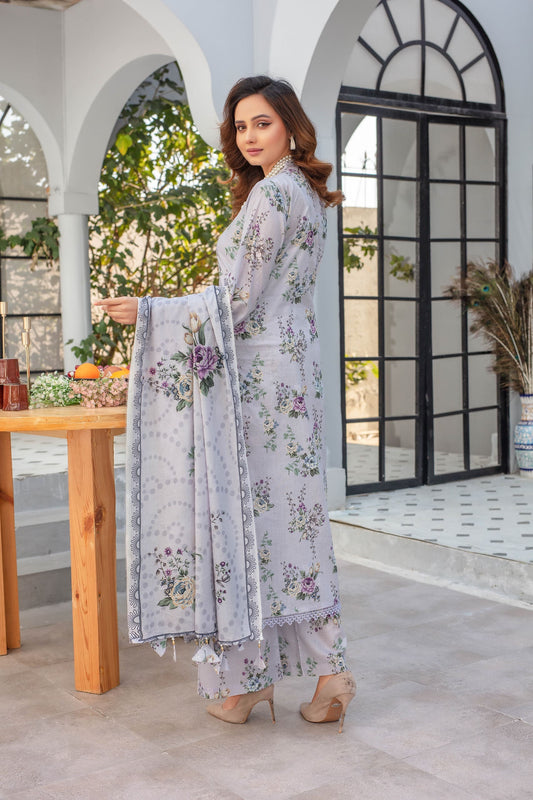 Zinnia- 03 Piece Khaddar Unstitched Digital Print with khaddar Dupatta