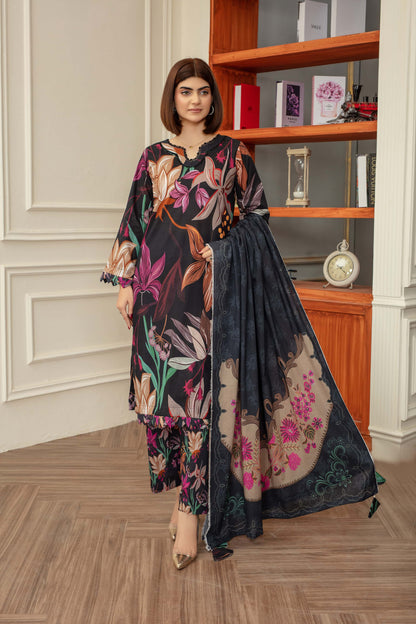 Pashmina- Luxury 03 Piece - Digital Print Bana Dora