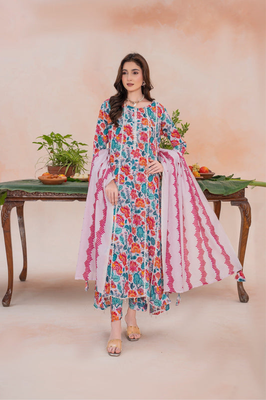 Laurel- Luxury 03 Piece Unstitched Digital Print Bana Dora