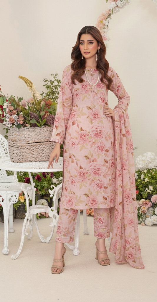 Emberlyn-03 Piece Khaddar - Digital Print with khaddar Dupatta