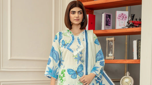 زيلين - طقم فاخر من 3 قطع غير مخيطة بنقشة بانا دورا الرقمية