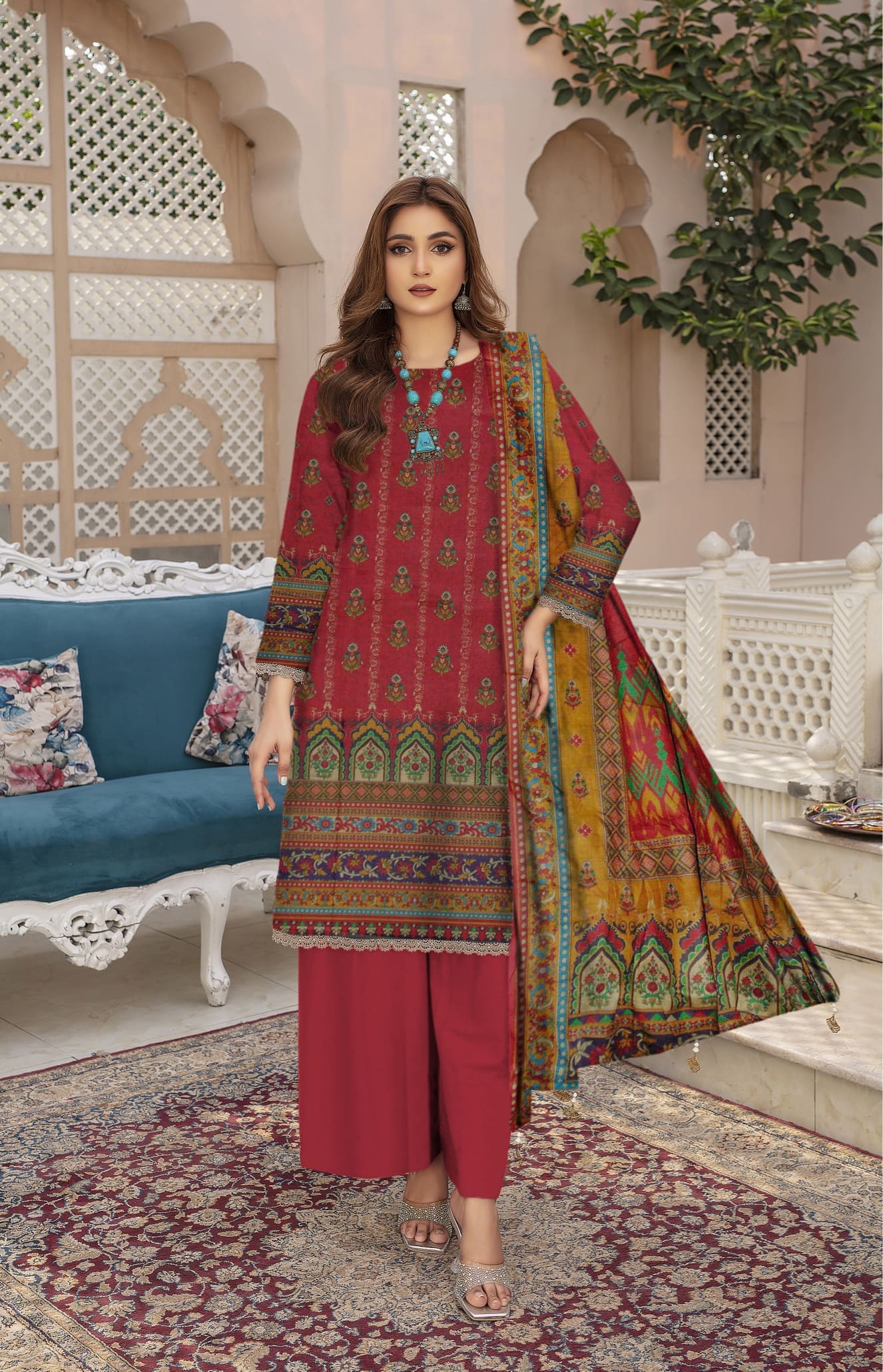 Sleek - 03 Piece Digital Print dhanak