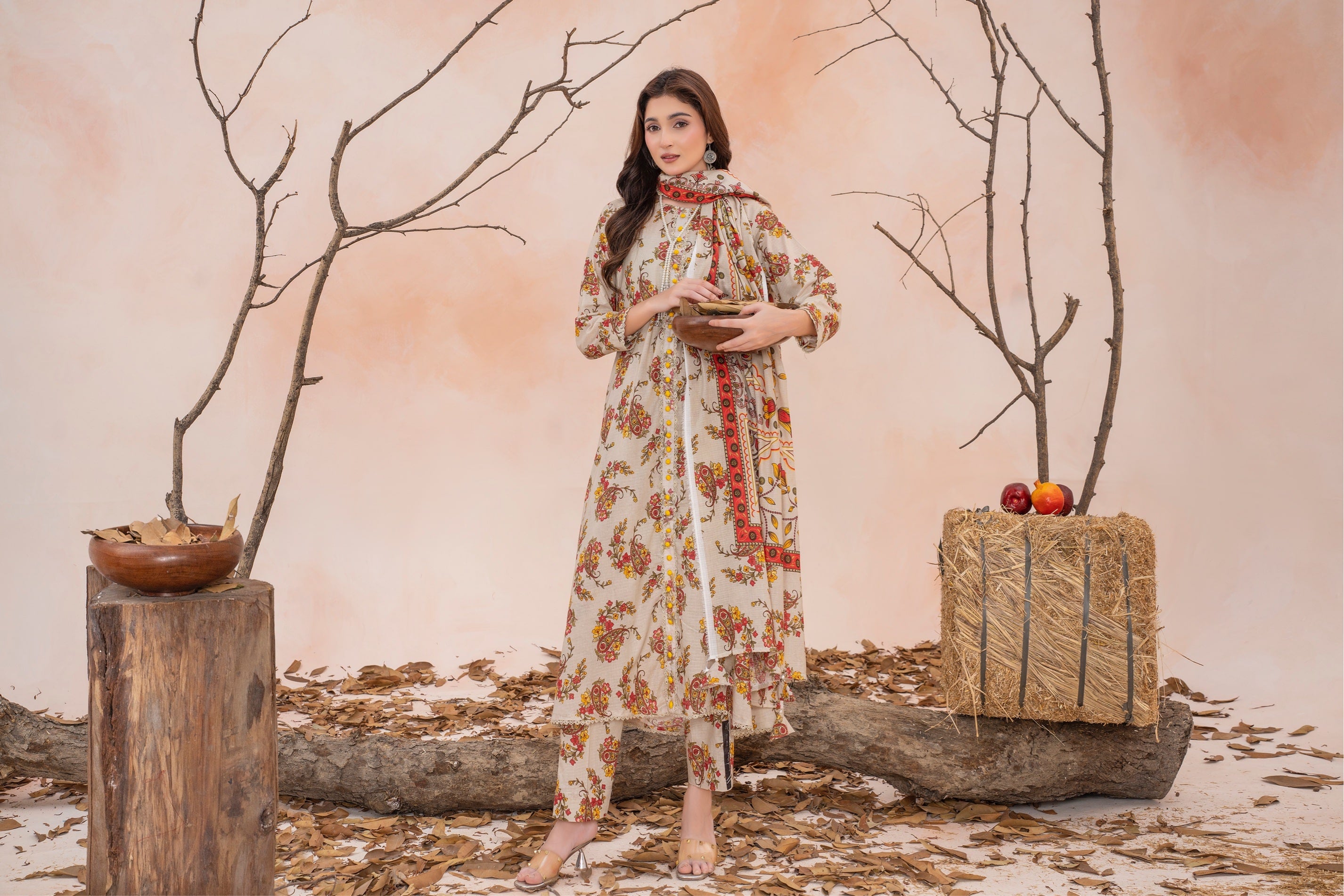 Periwinkle- Luxury 03 Piece Unstitched Digital Print Bana Dora