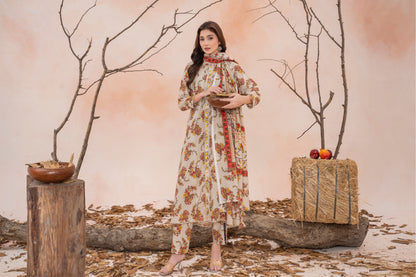 Periwinkle- Luxury 03 Piece - Digital Print Bana Dora