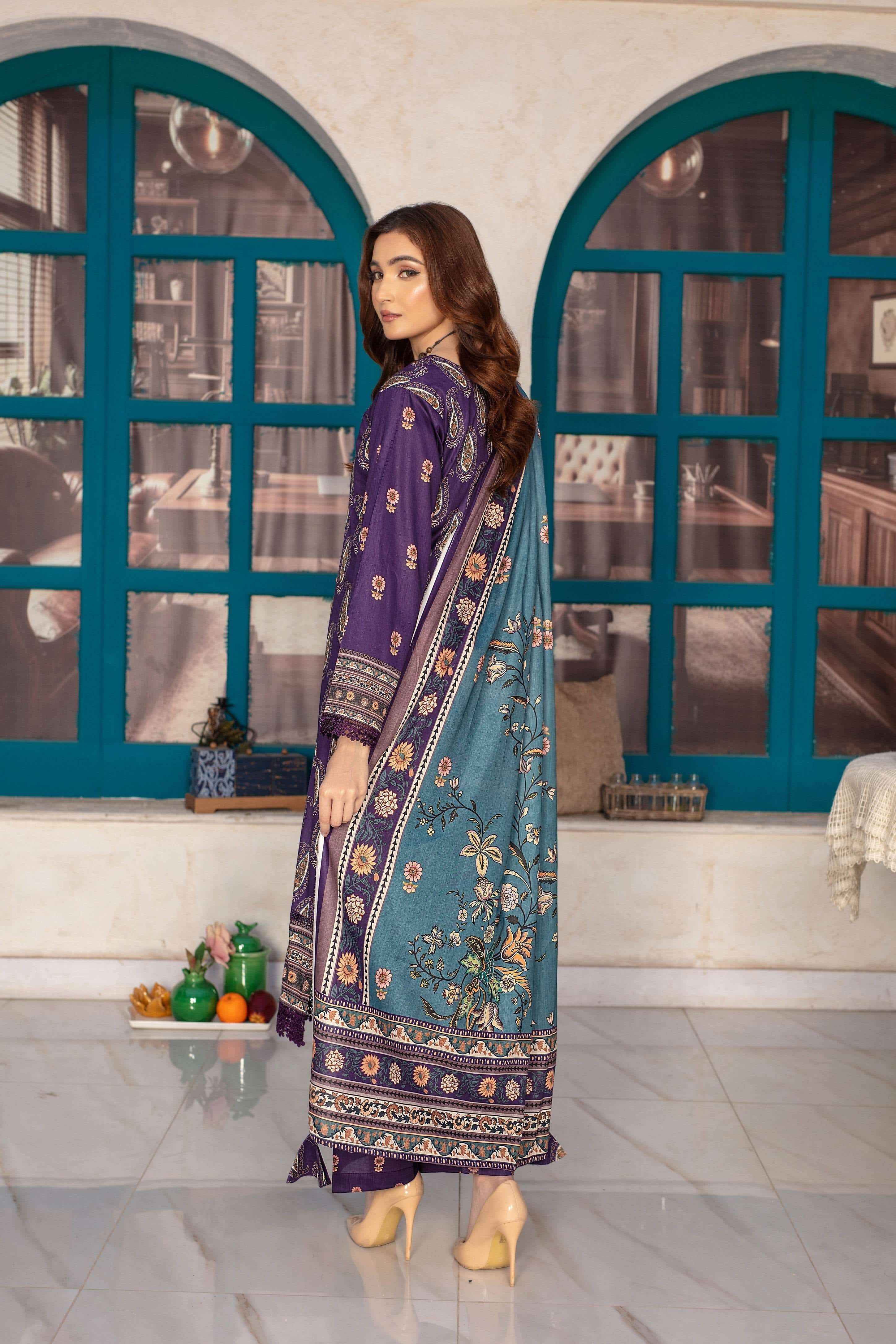 Allure- 03 Piece Unstitched Digital Print with Lawn Dupatta