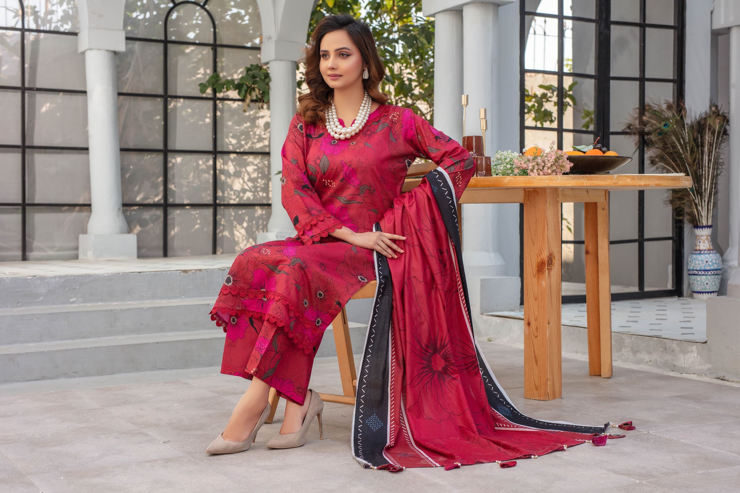 Opal- 03 Piece Unstitched Digital Print with Lawn Dupatta