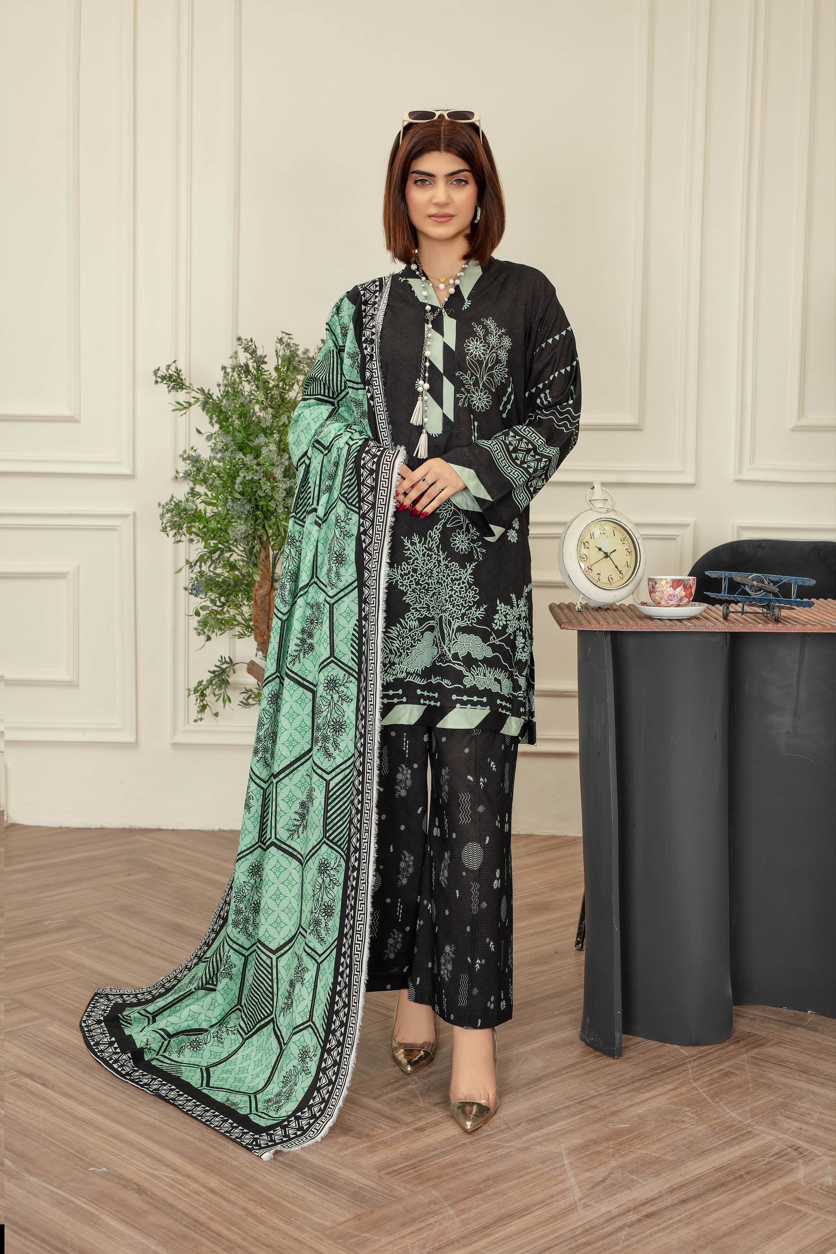 Rica- Luxury 03 Piece Unstitched Digital Print Bana Dora