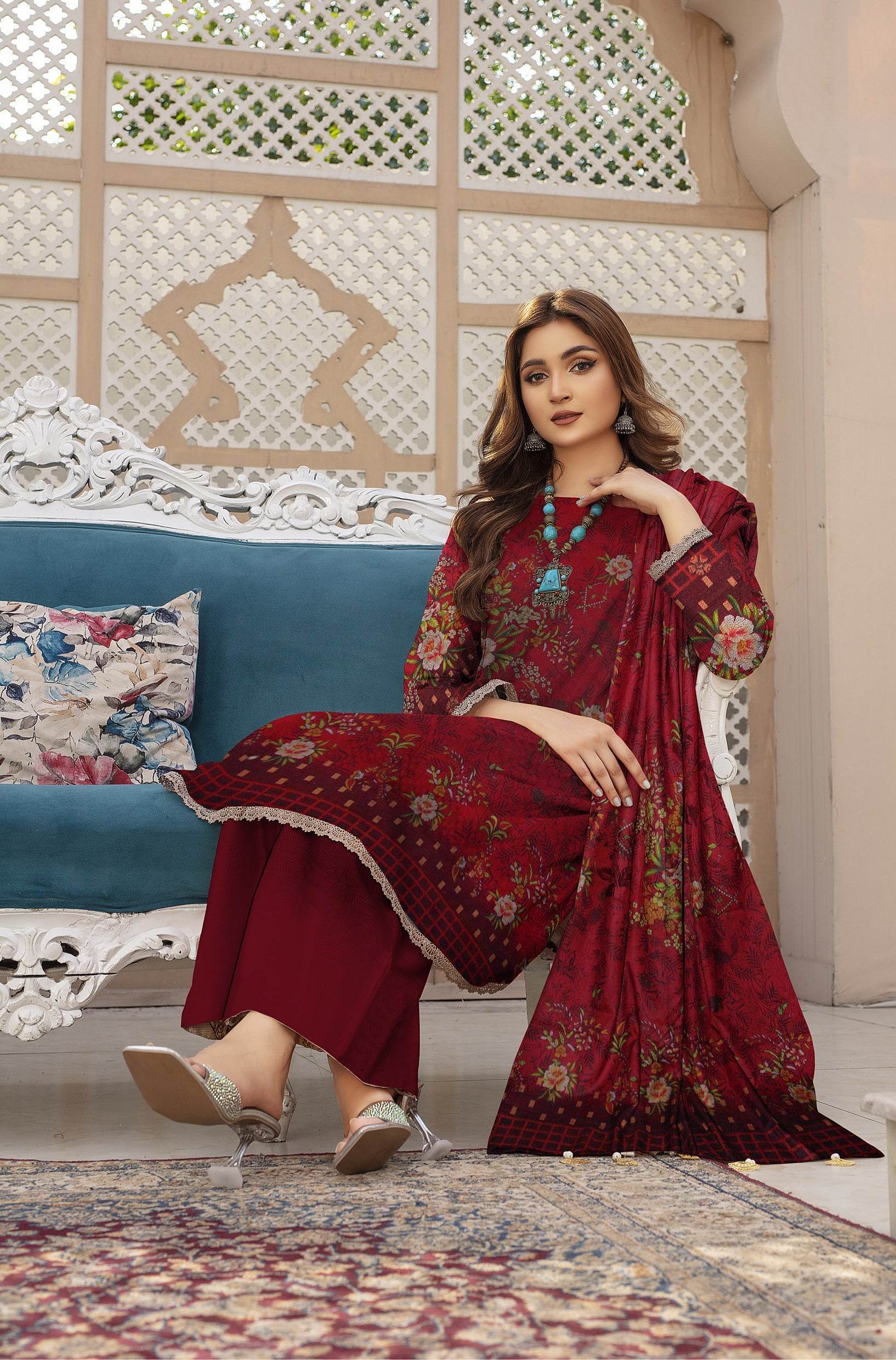 Charm -Dhanak 03 Piece Digital Print - Ayzal Minal