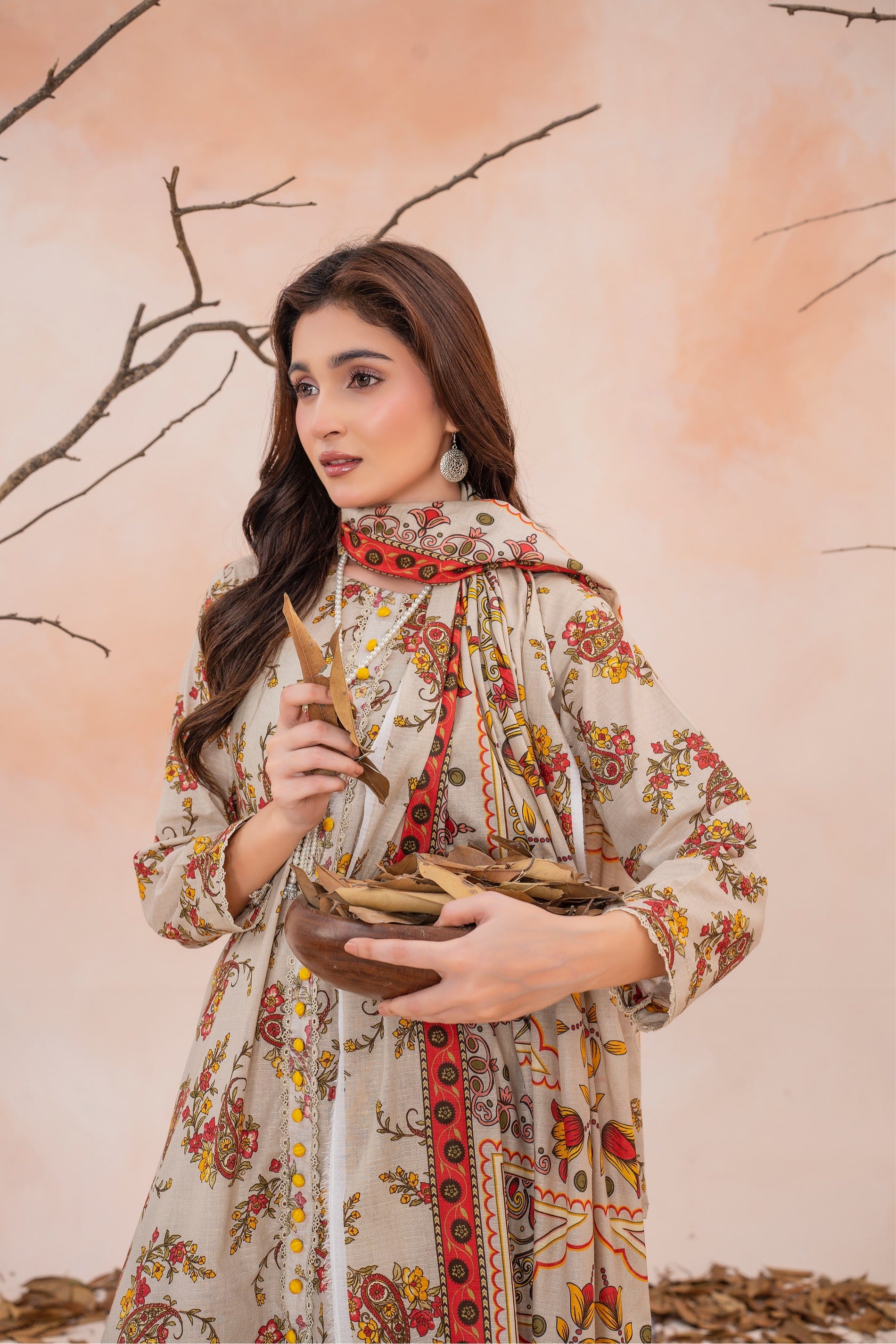 Periwinkle- Luxury 03 Piece Unstitched Digital Print Bana Dora