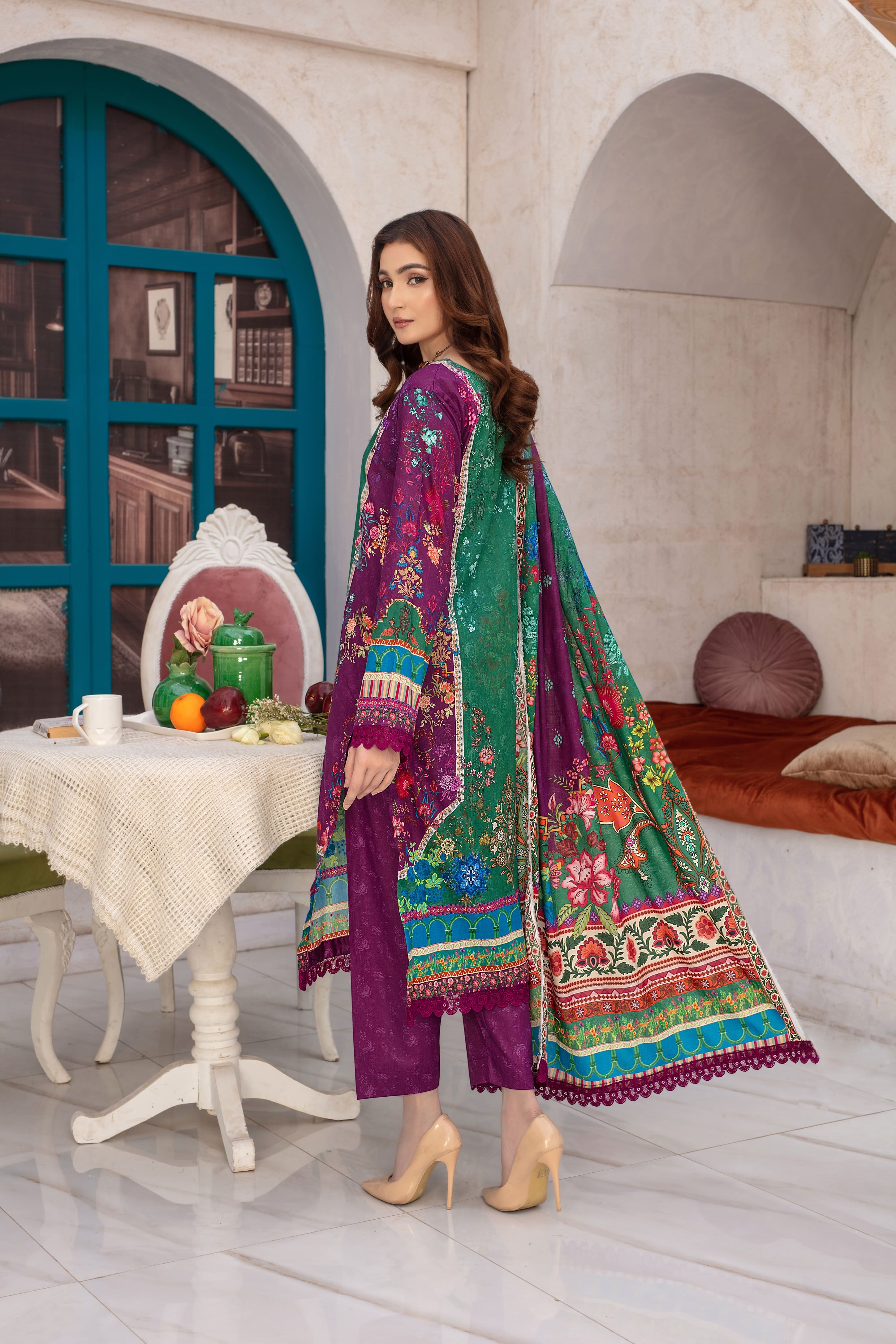 Zafira- 03 Piece Unstitched Digital Print with Lawn Dupatta