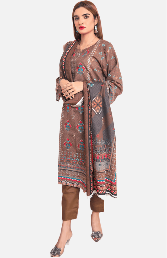 Frozen Tapestry - 3 PIECE EMBROIDERED KHADDAR